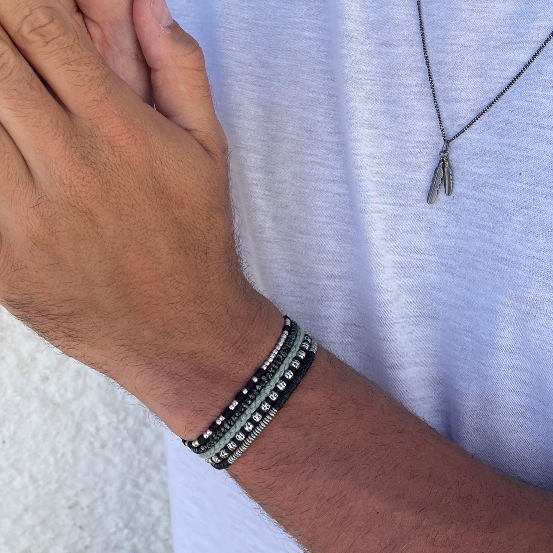 2mm Glass Beads Bracelet (Dyed Black) - Image 3