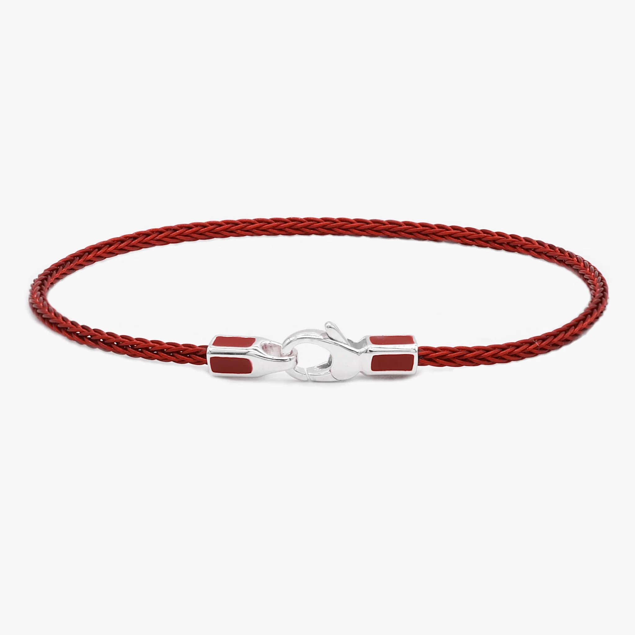 2mm Sailing Cable Bracelet With Sterling Silver Clasp (Red)