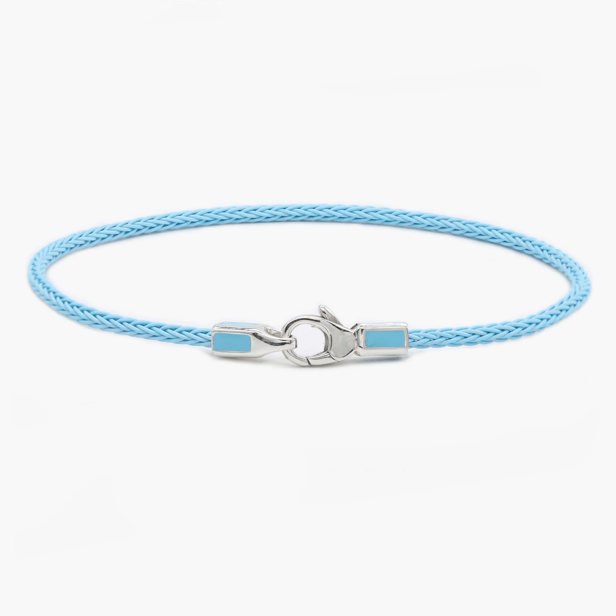 2mm Sailing Cable Bracelet With Sterling Silver Clasp (Santorini Blue)