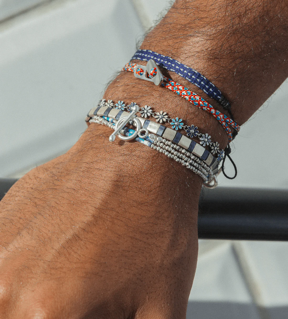 3 Laps Bracelet With Afghani And Sterling Silver Beads - Image 5