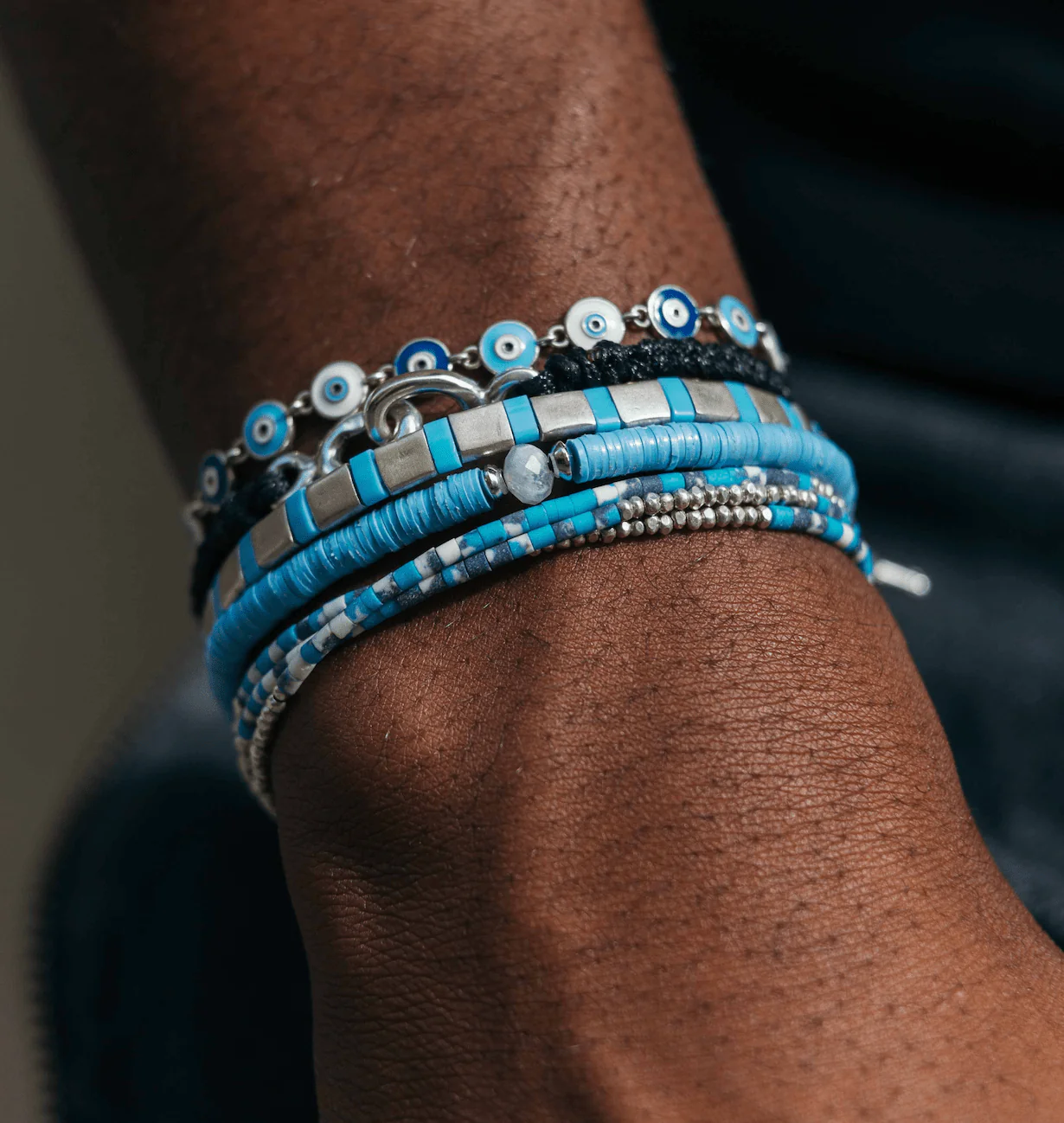 3 Laps Bracelet With Afghani And Sterling Silver Beads - Image 3