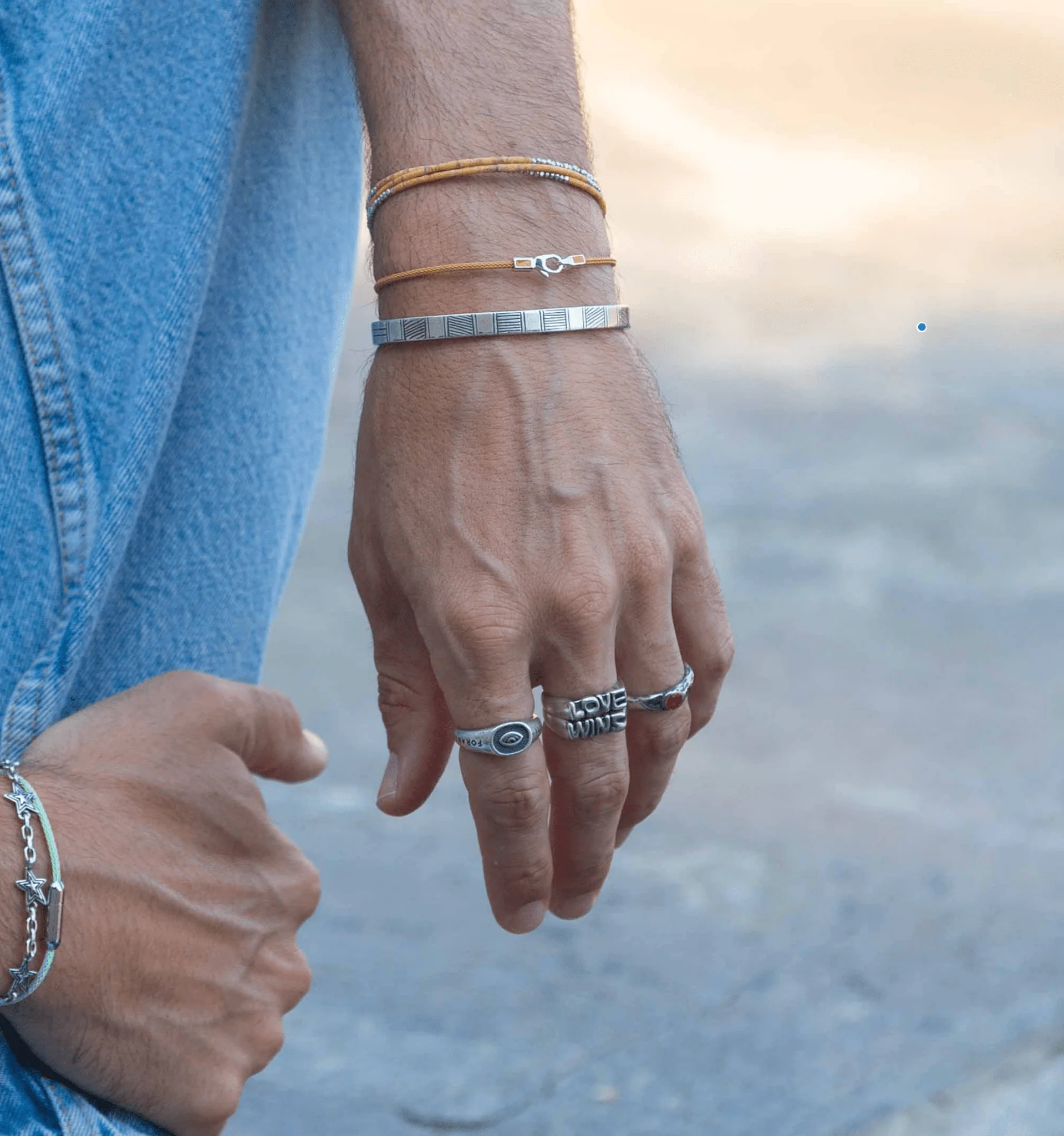 3 Laps Bracelet With Afghani And Sterling Silver Beads - Image 5