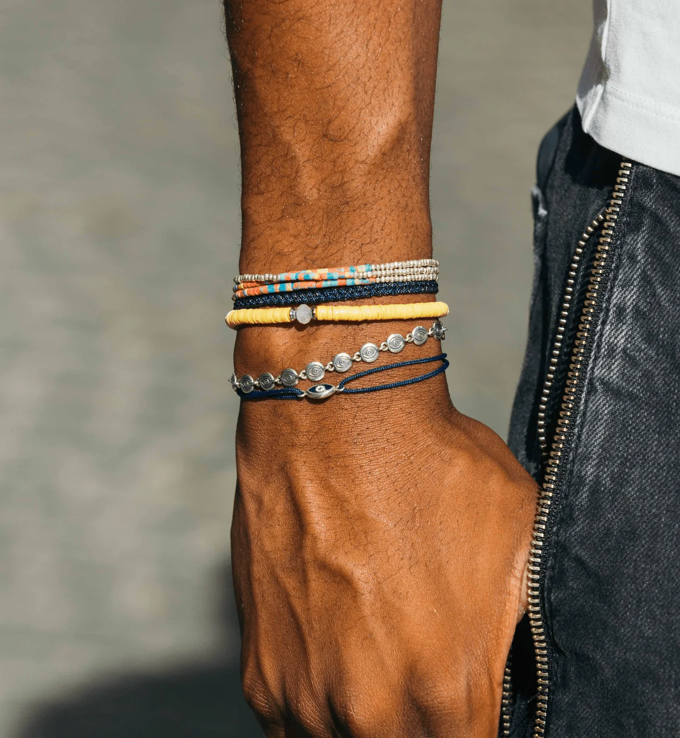 3 Laps Bracelet With Afghani And Sterling Silver Beads - Image 3