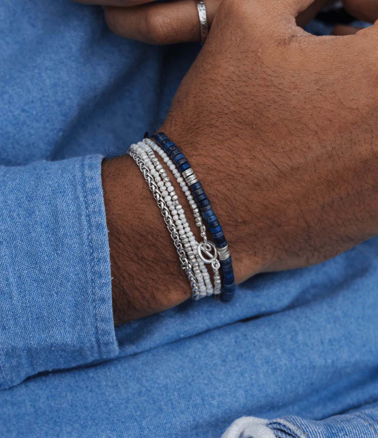 3 Laps Bracelet With Freshwater Pearls And Sterling Silver Beads - Image 3
