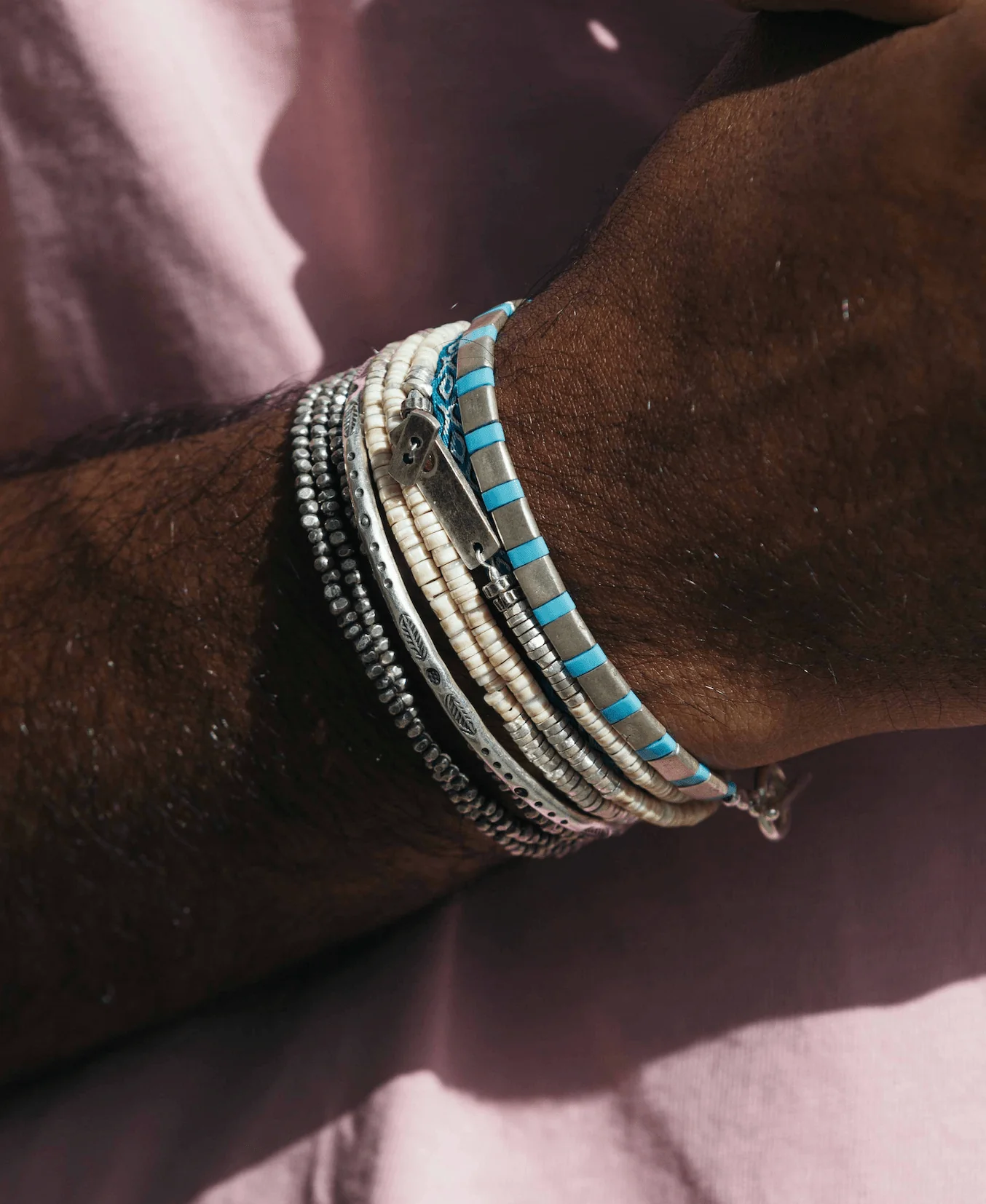 3 Laps Bracelet With Natural Sea Shell And Sterling Silver Beads - Image 4