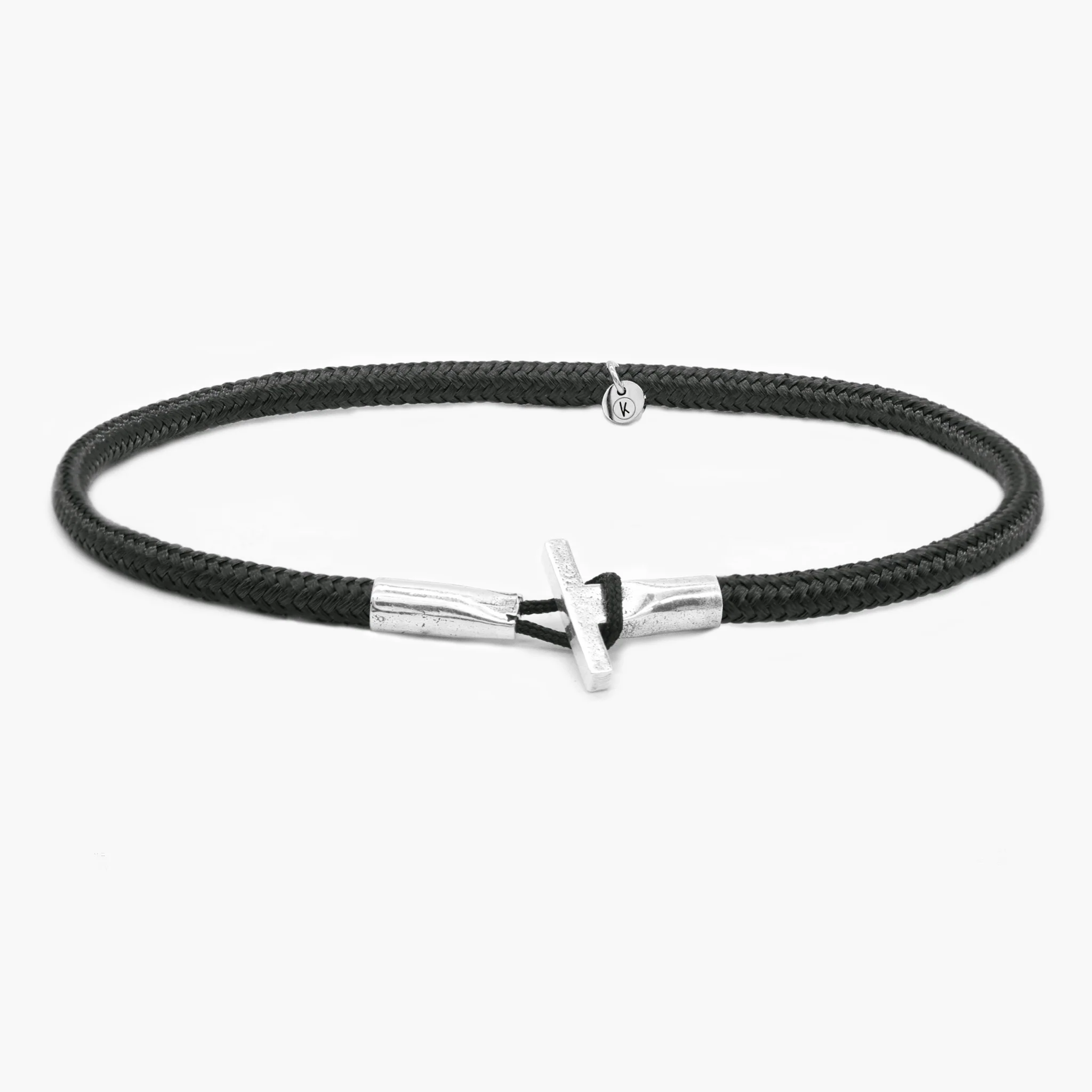 3m Sailing Cord Bracelet With Sterling Silver Toggle (Black)