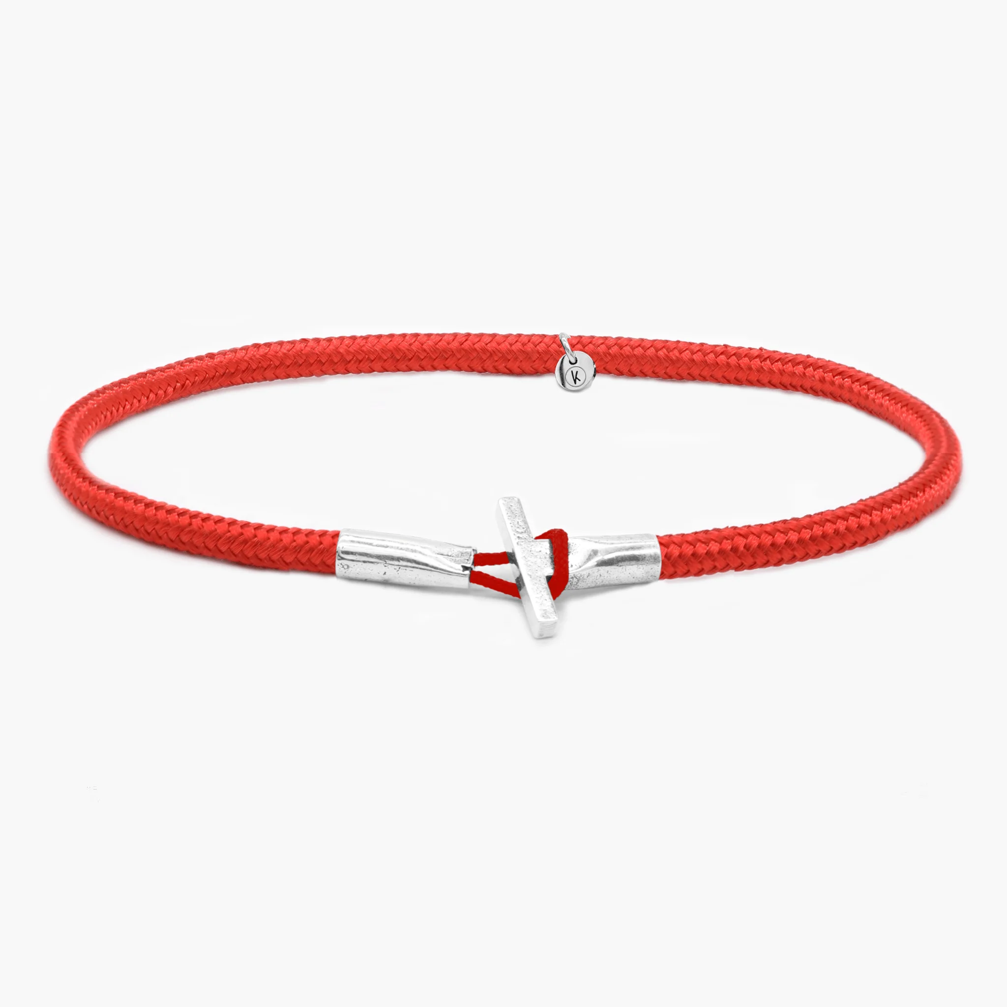 3m Sailing Cord Bracelet With Sterling Silver Toggle (Red)
