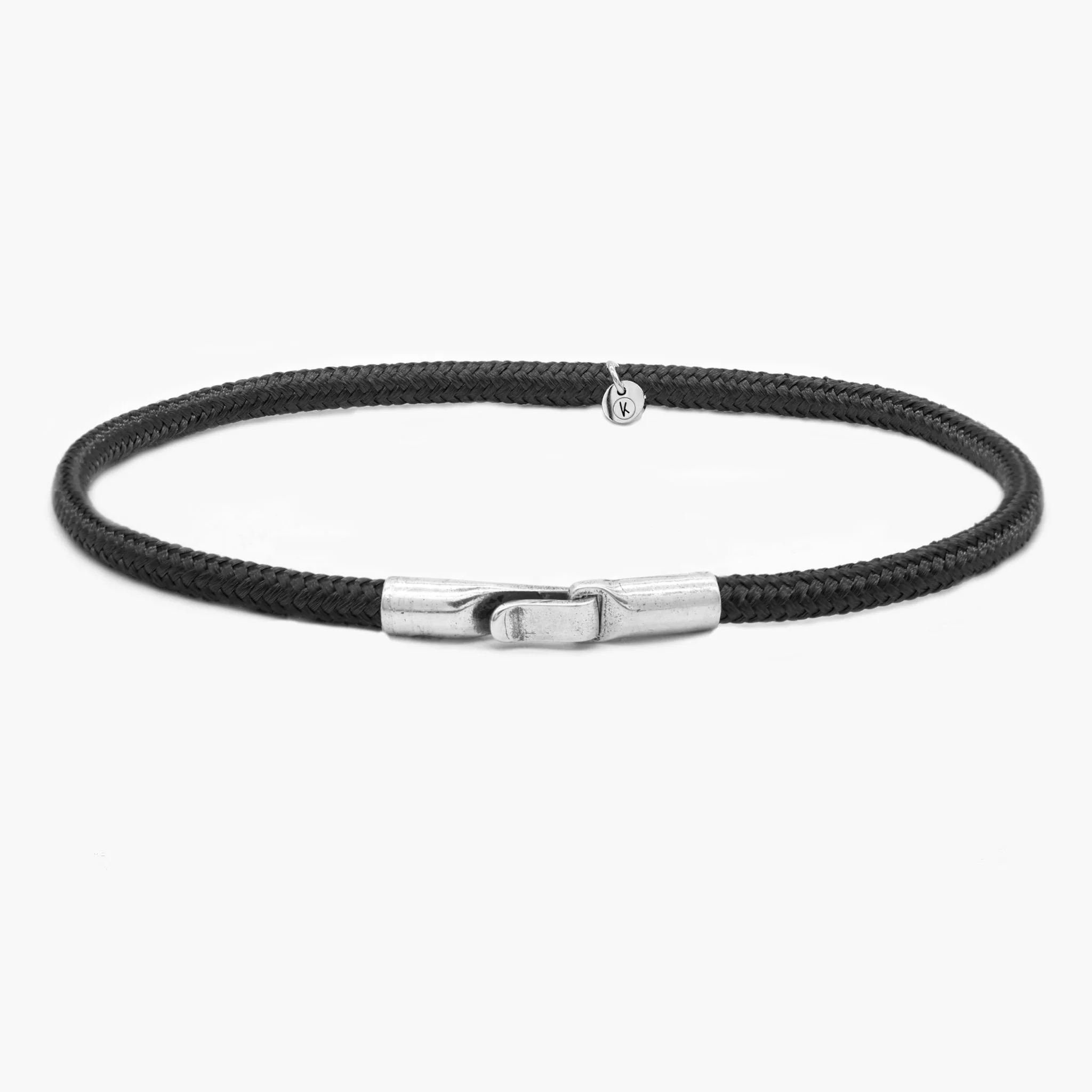 3m Sailing Cord Bracelet With Sterling Silver Clasp (Black)