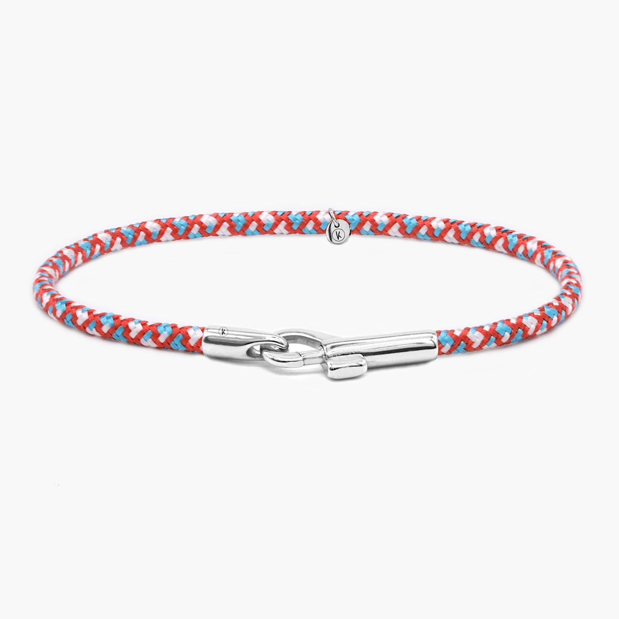 3m Sailing Cord With Silver Clasp (Red/ Light Blue)