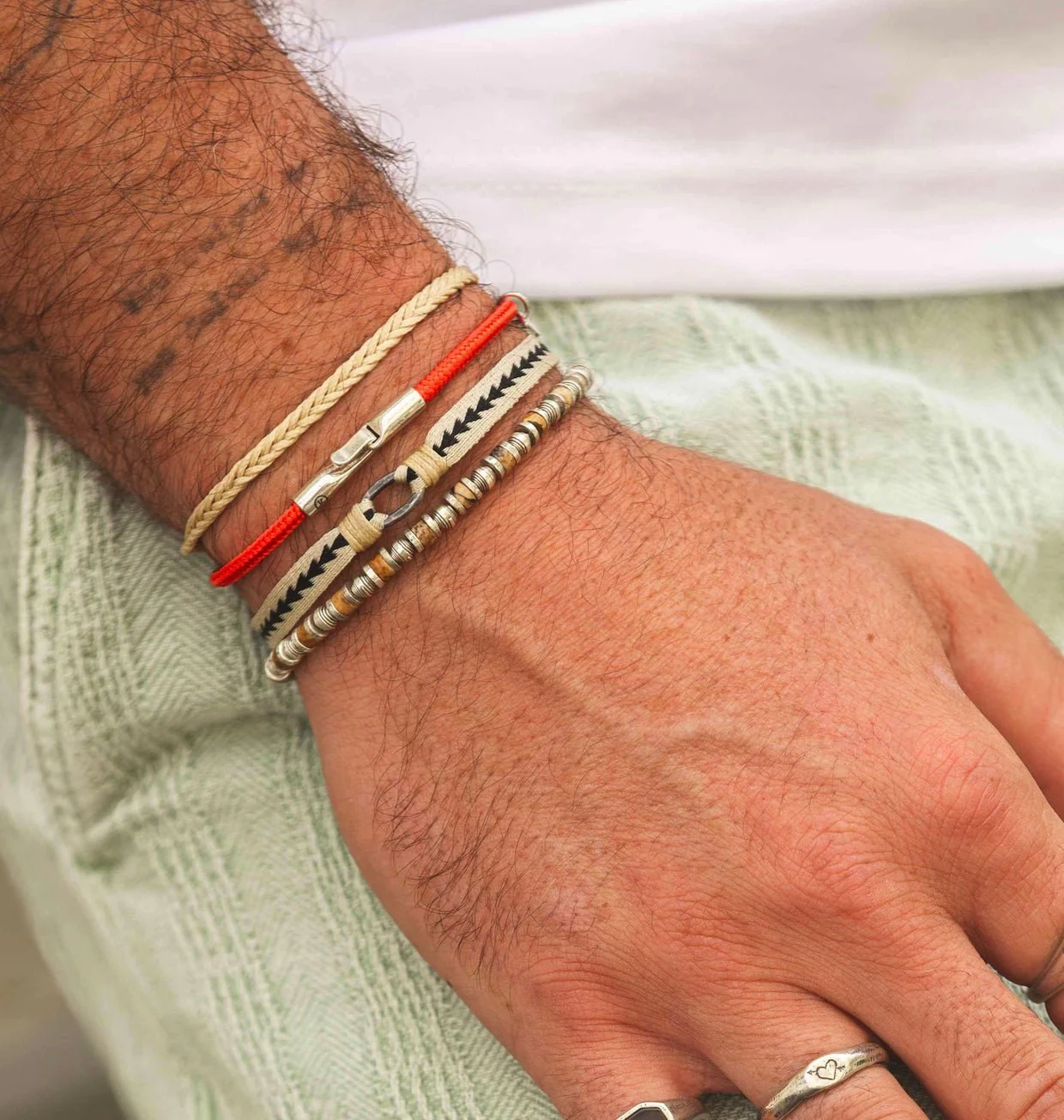 3m Sailing Cord Bracelet With Sterling Silver Clasp (Red) - Image 4