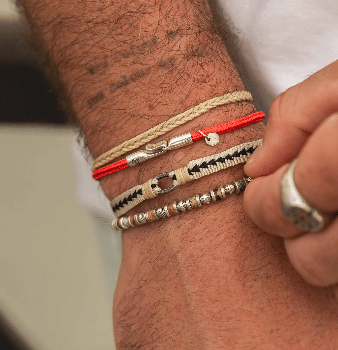 3m Sailing Cord Bracelet With Sterling Silver Clasp (Tangerine) - Image 3