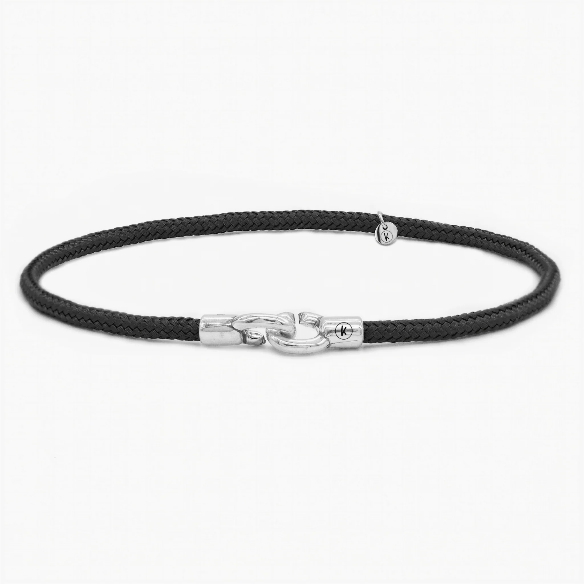 3m Sailing Cord With Sterling Silver Lock (Black)