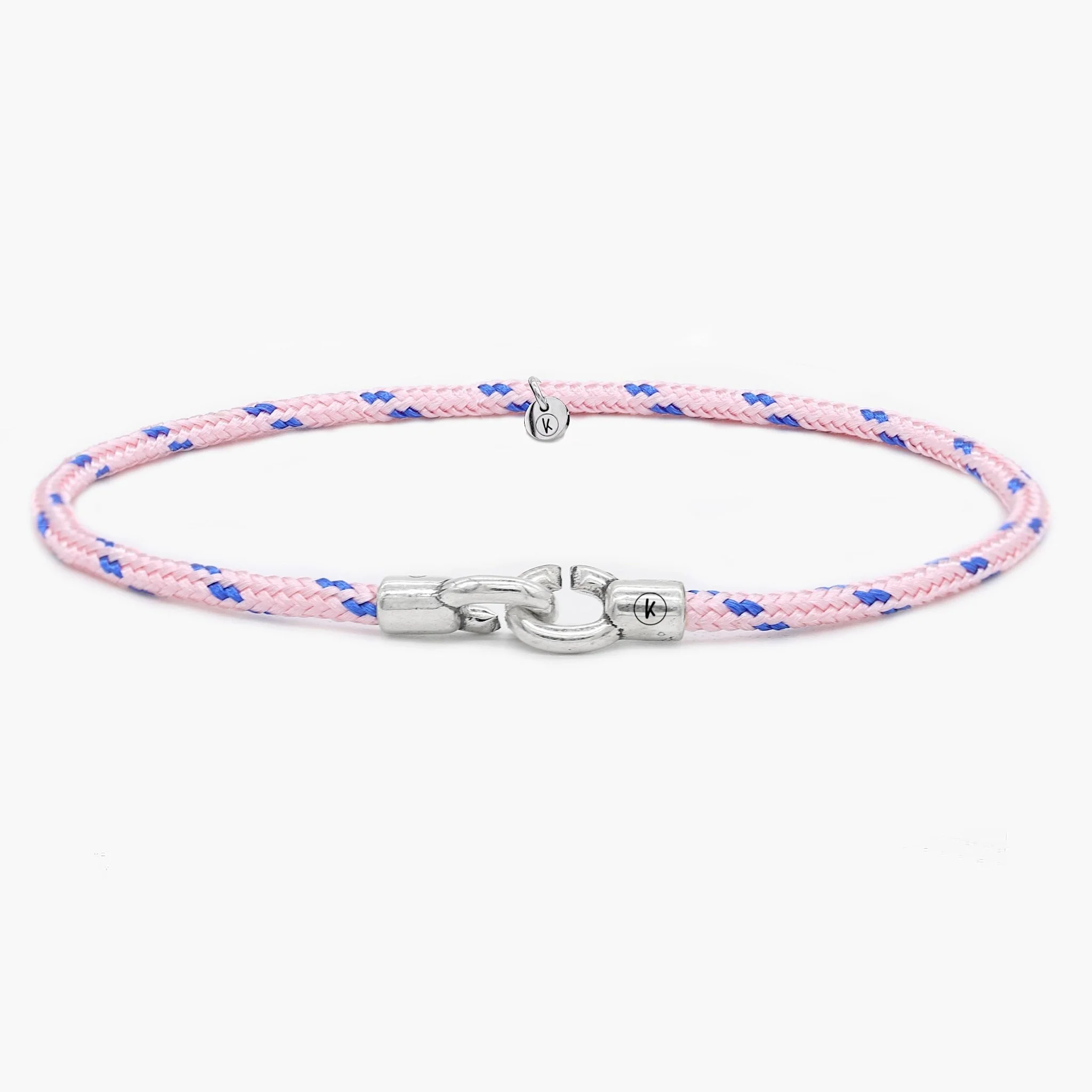 3m Sailing Cord With Sterling Silver Lock (Light Pink/Blue)
