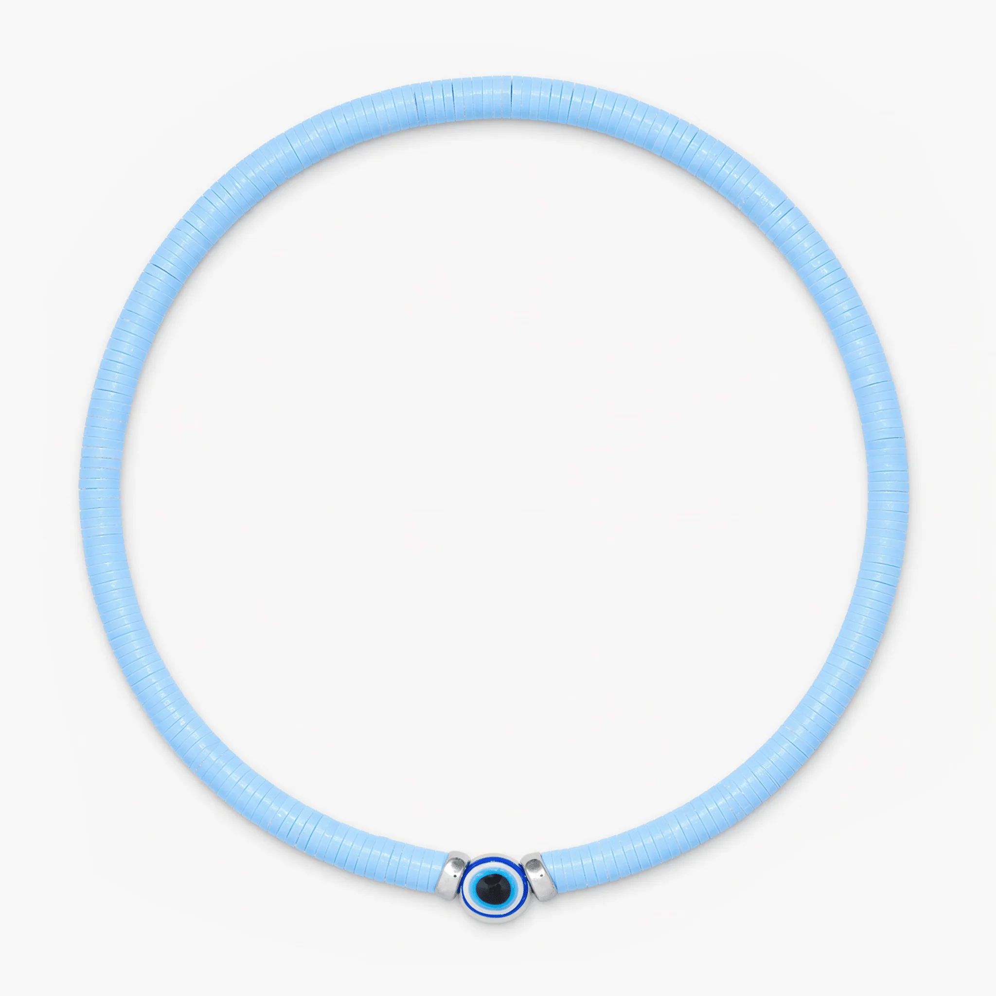 3mm Disc Beads Evil Eye Bracelet (Light Blue)