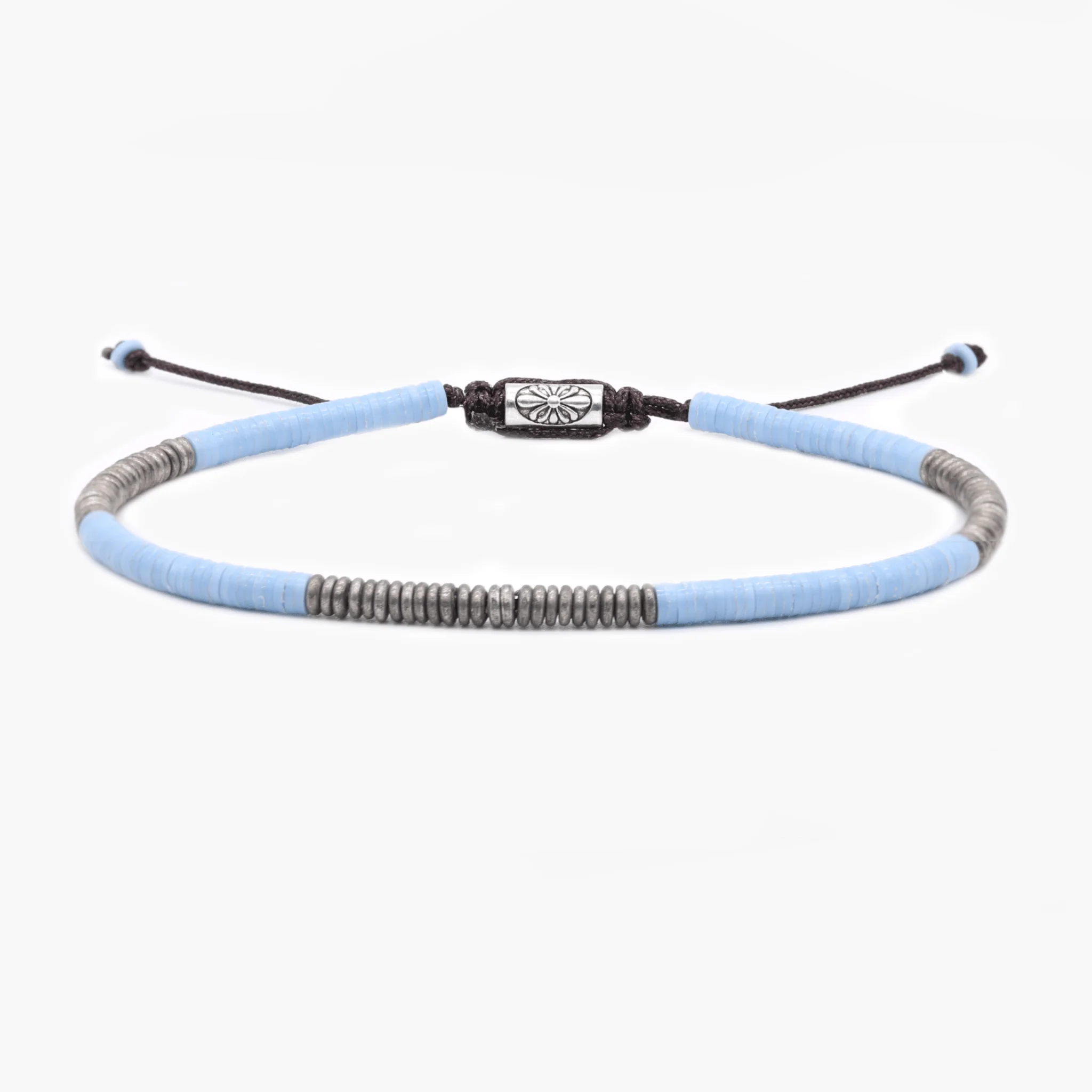 3mm Vinyl Bracelet (Santorini Blue/Silver)