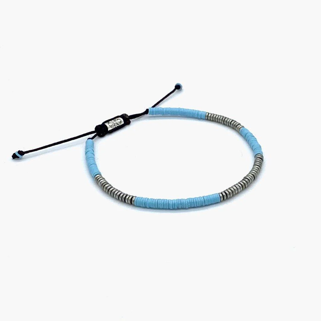 3mm Vinyl Bracelet (Santorini Blue/Silver) - Image 2