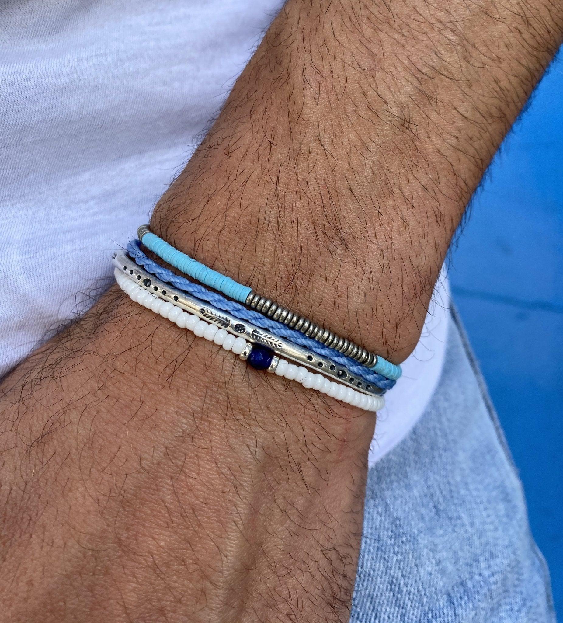 3mm Vinyl Bracelet (Santorini Blue/Silver) - Image 3
