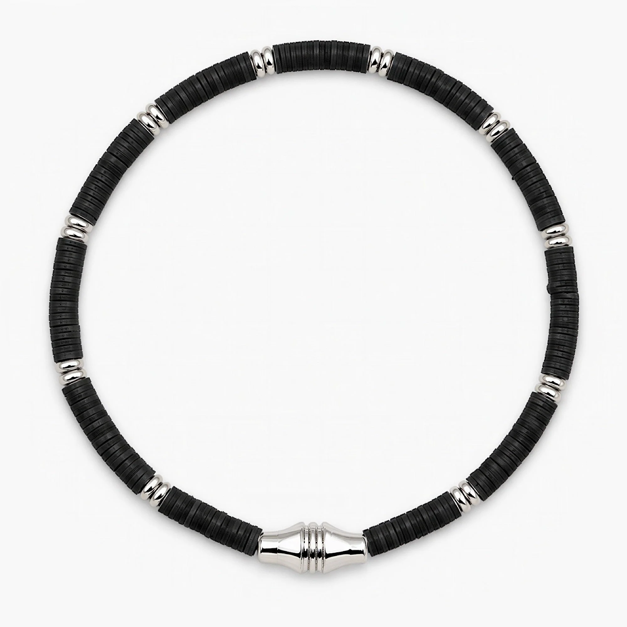 3mm Vinyl Bracelet With Silver Charm (Black)