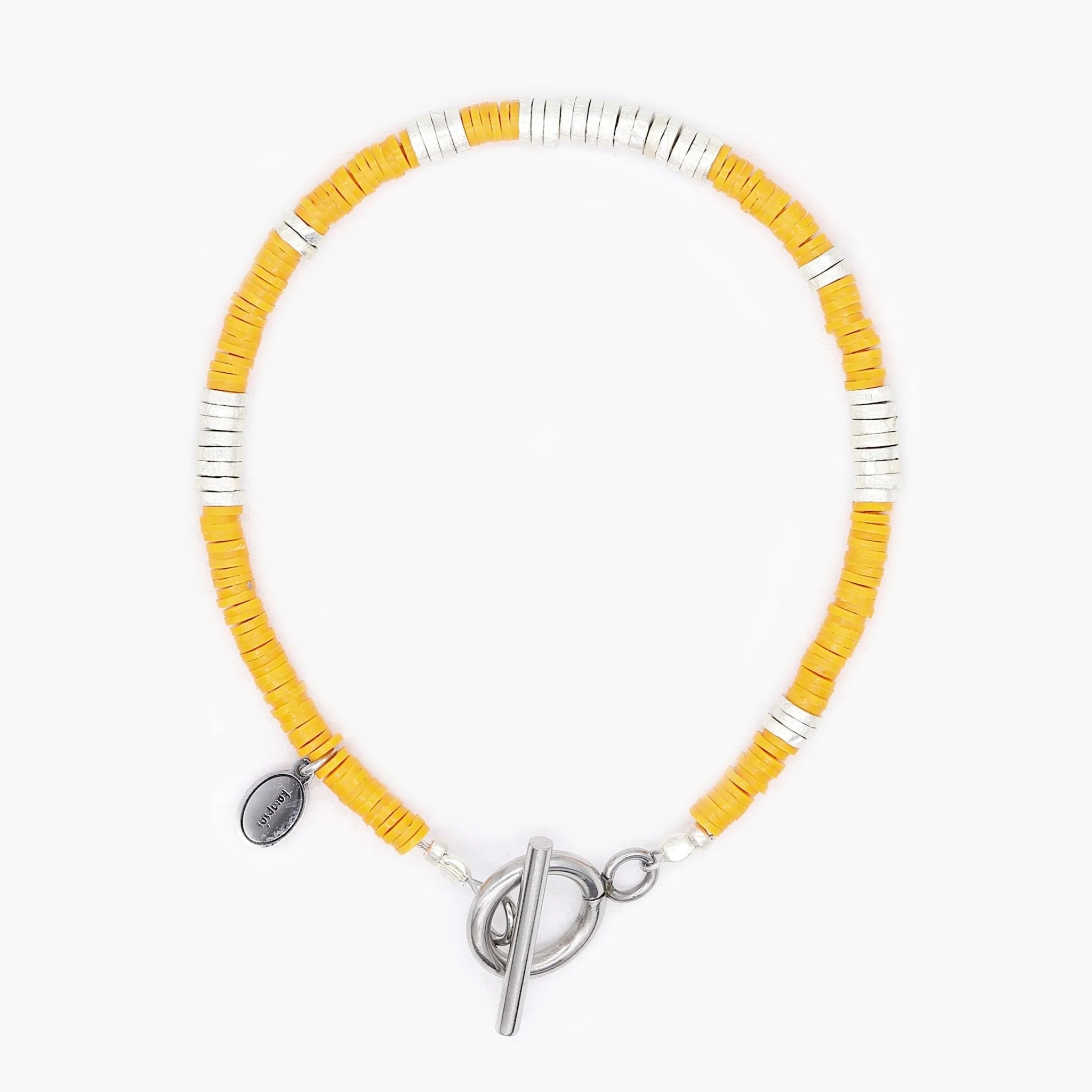 3mm Vinyl Bracelet With Sterling Silver Beads (Orange) - Image 2