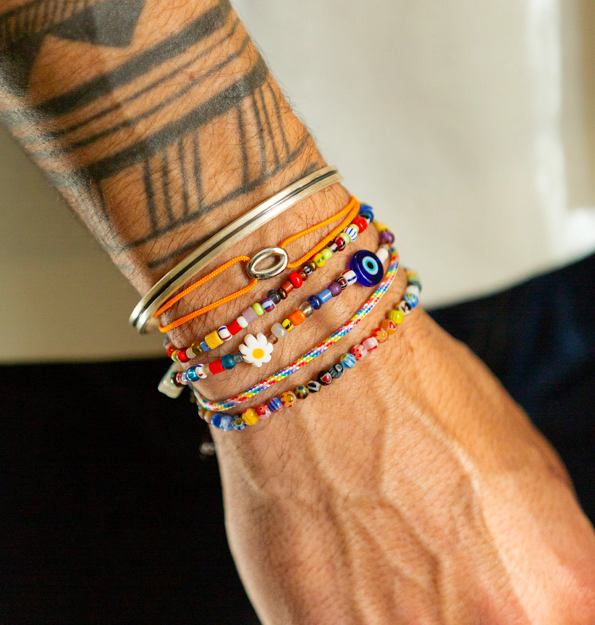 Adjustable Bracelet With Venetian Vintage Glass Beads - Image 2