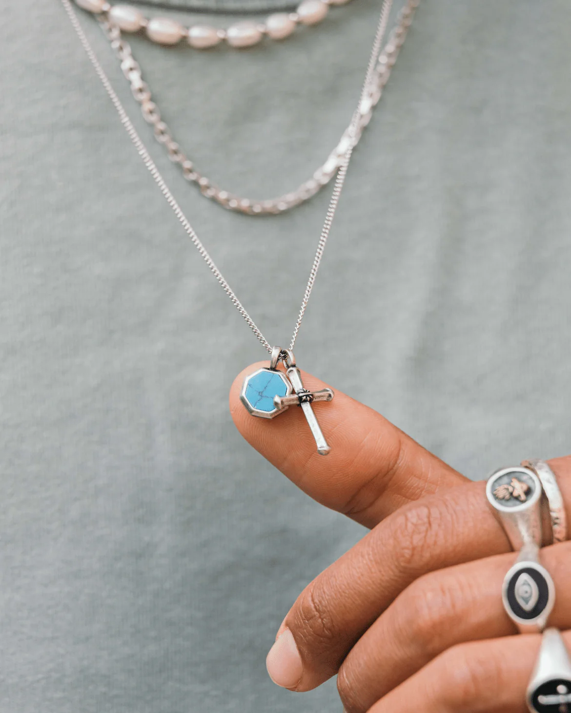 Antique Silver "Francis" Necklace (Turquoise) - Image 3