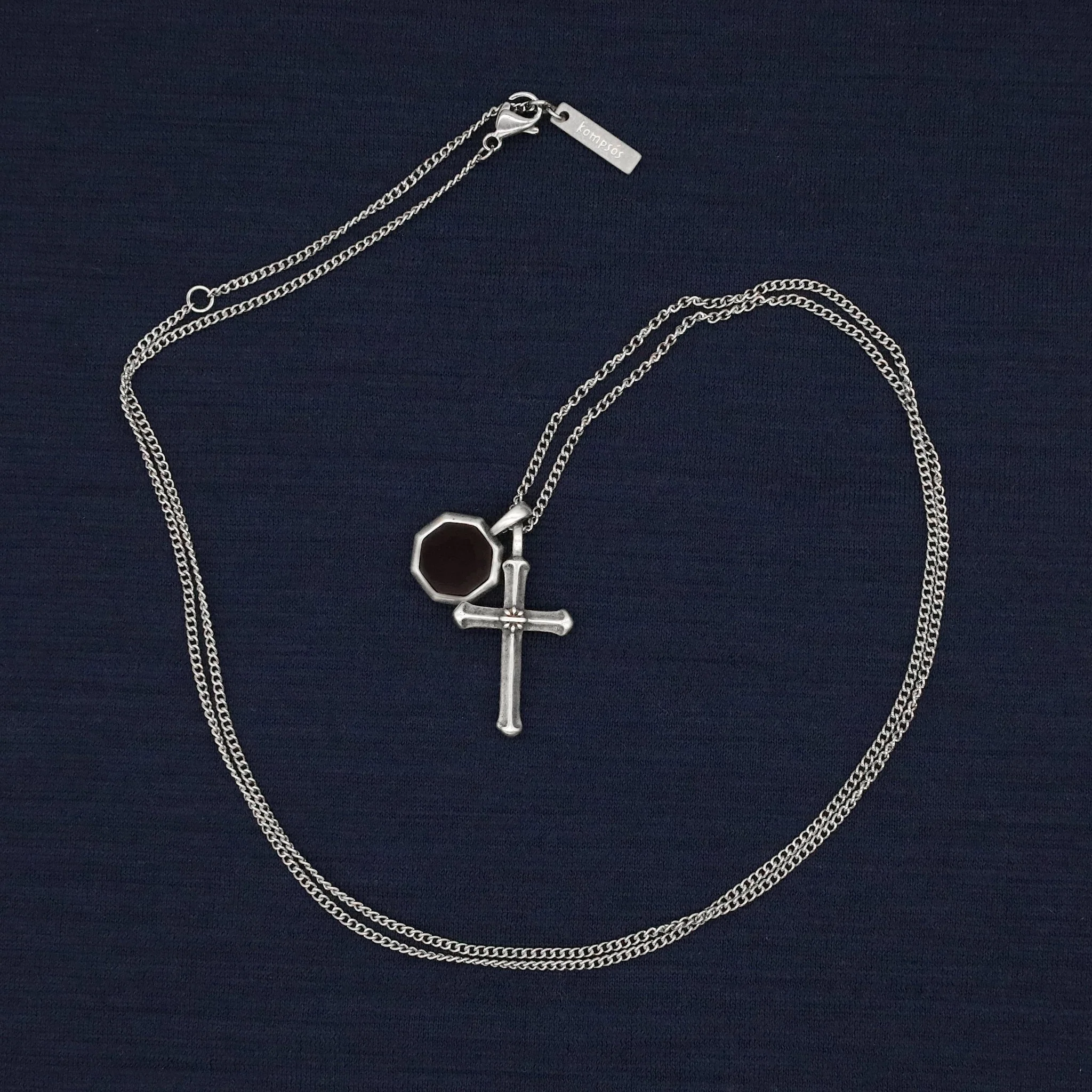 Antique Silver "Francis" Necklace (Matte Onyx) - Image 2