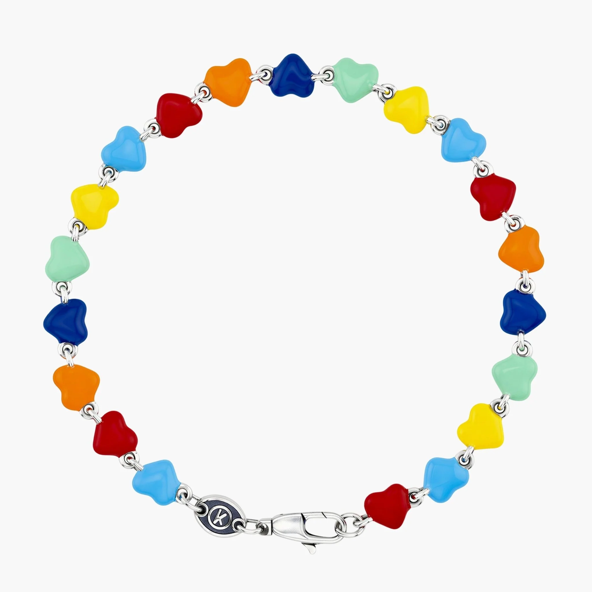 Bracelet With Assorted Enamelled Sterling Silver Hearts