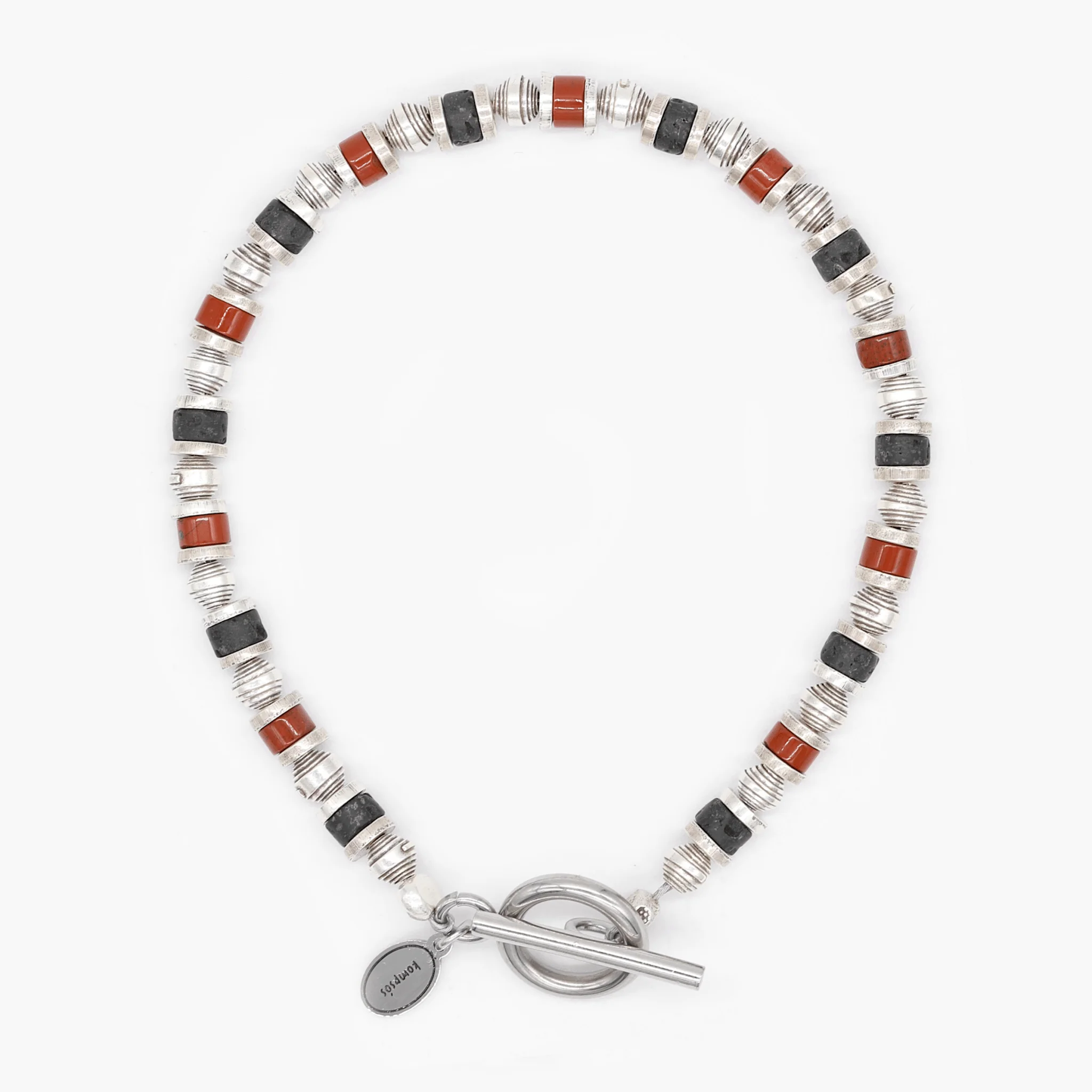Bracelet With Hand-Forged Sterling Silver Beads And Natural Stones - Image 2