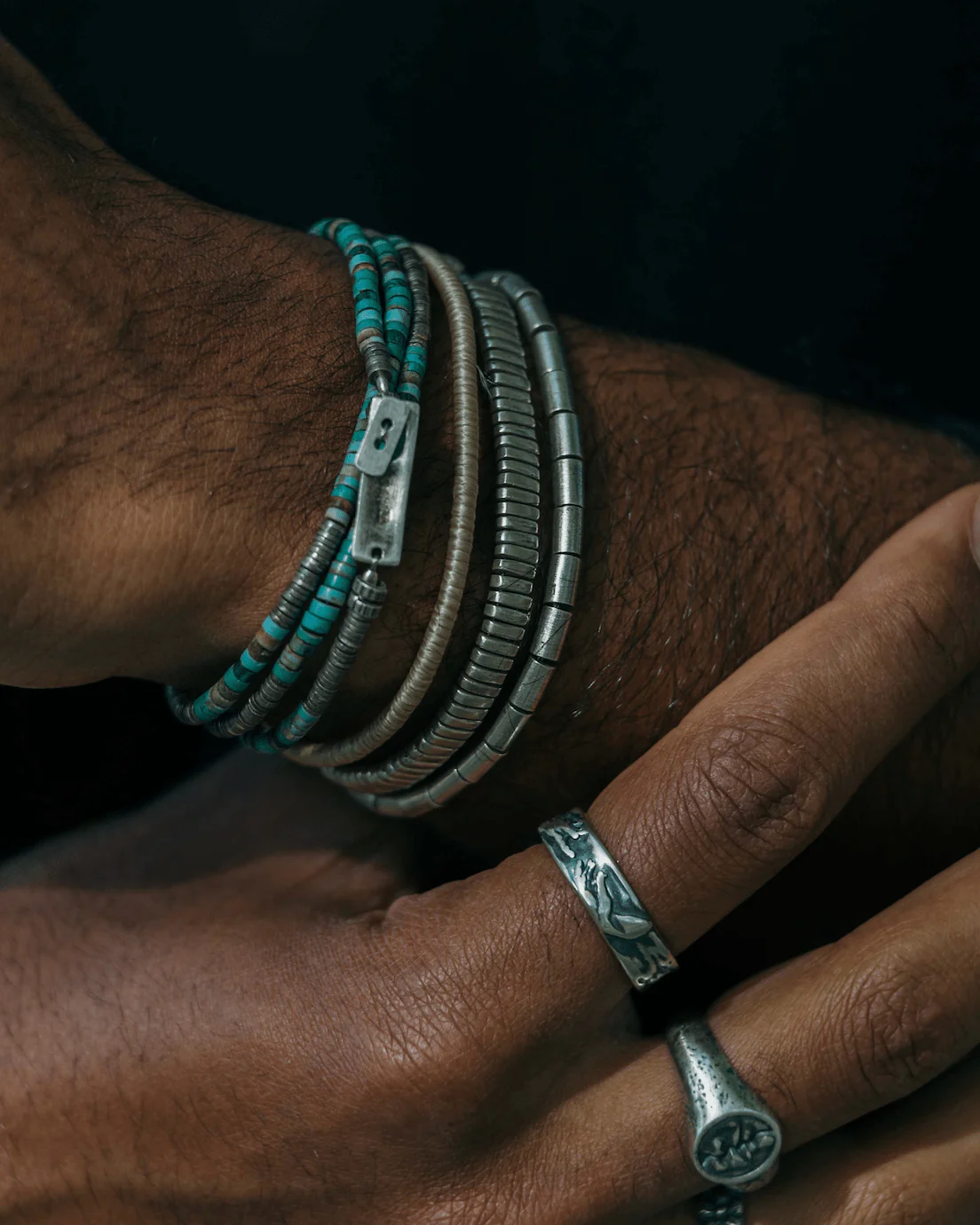 Bracelet With Hand-Forged Sterling Silver Tube Beads - Image 2