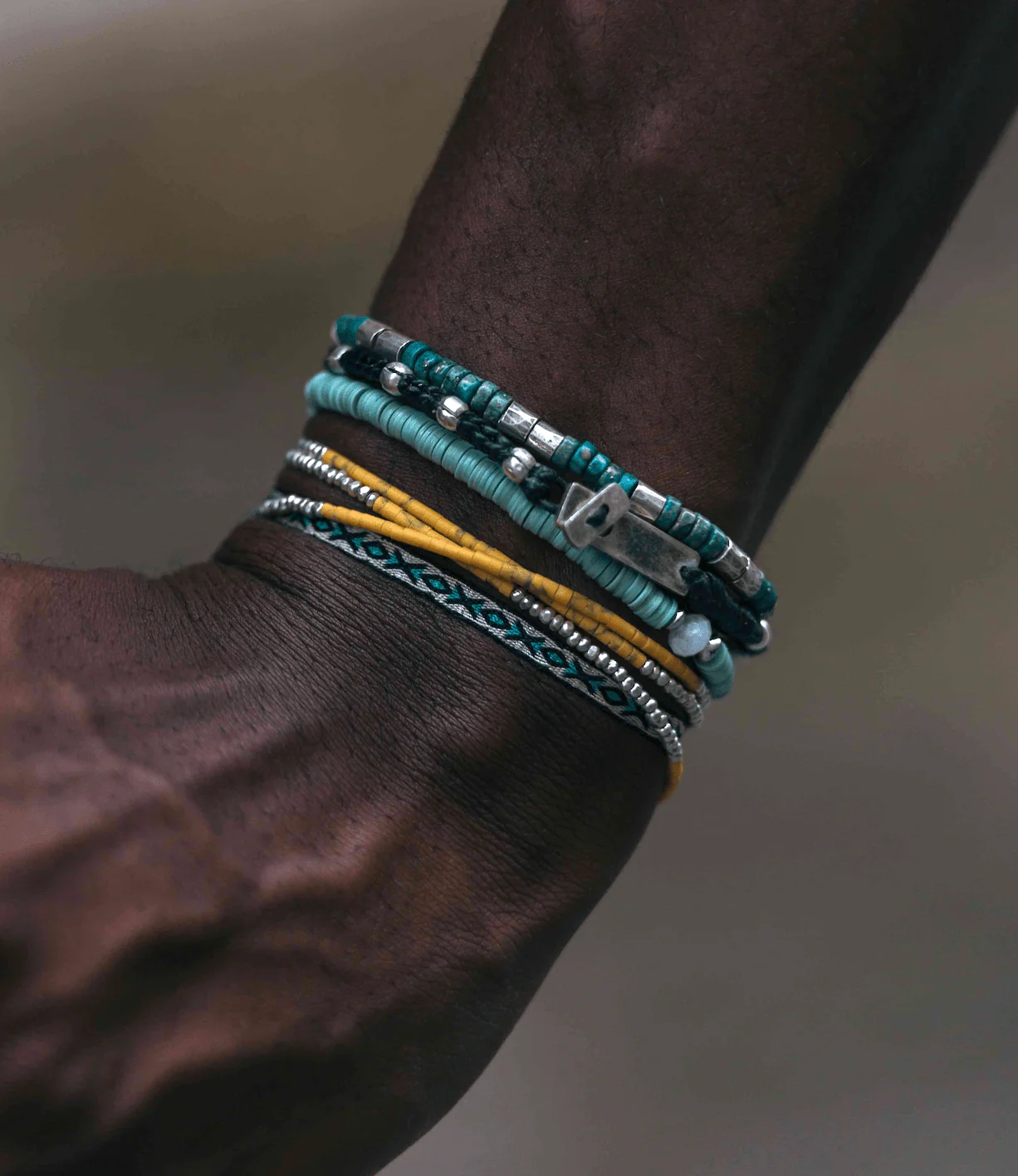 Bracelet With Pyrite Stone and Hand-Forged Silver Beads - Image 3