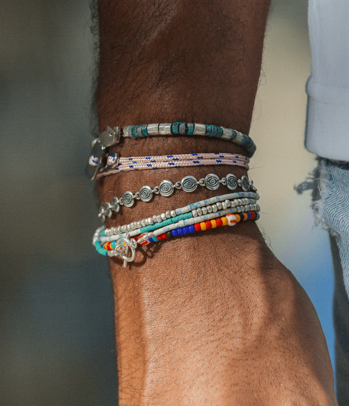 Bracelet With Pyrite Stone and Hand-Forged Silver Beads - Image 4