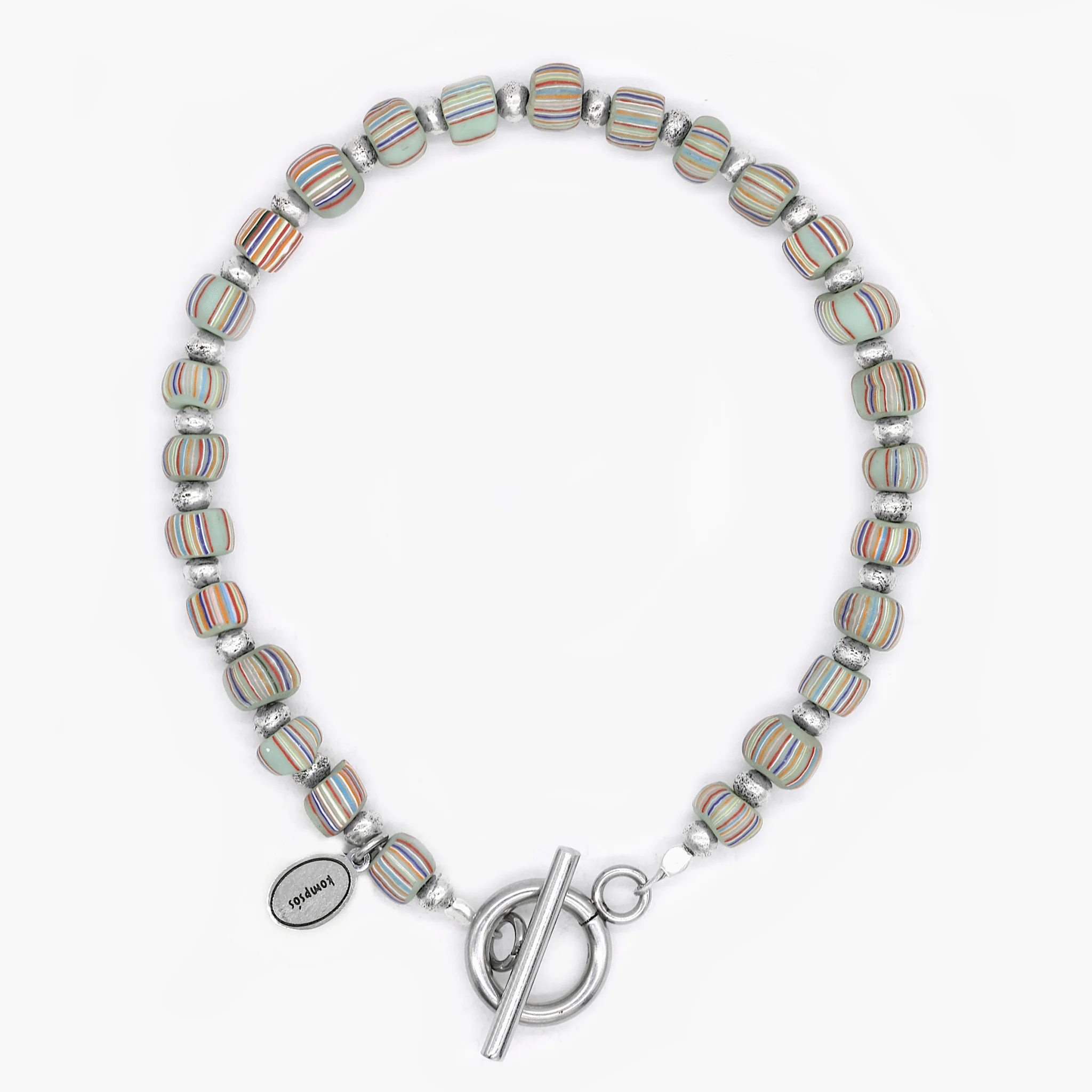 Bracelet With Sterling Silver And Recycled Balinese Glass Beads