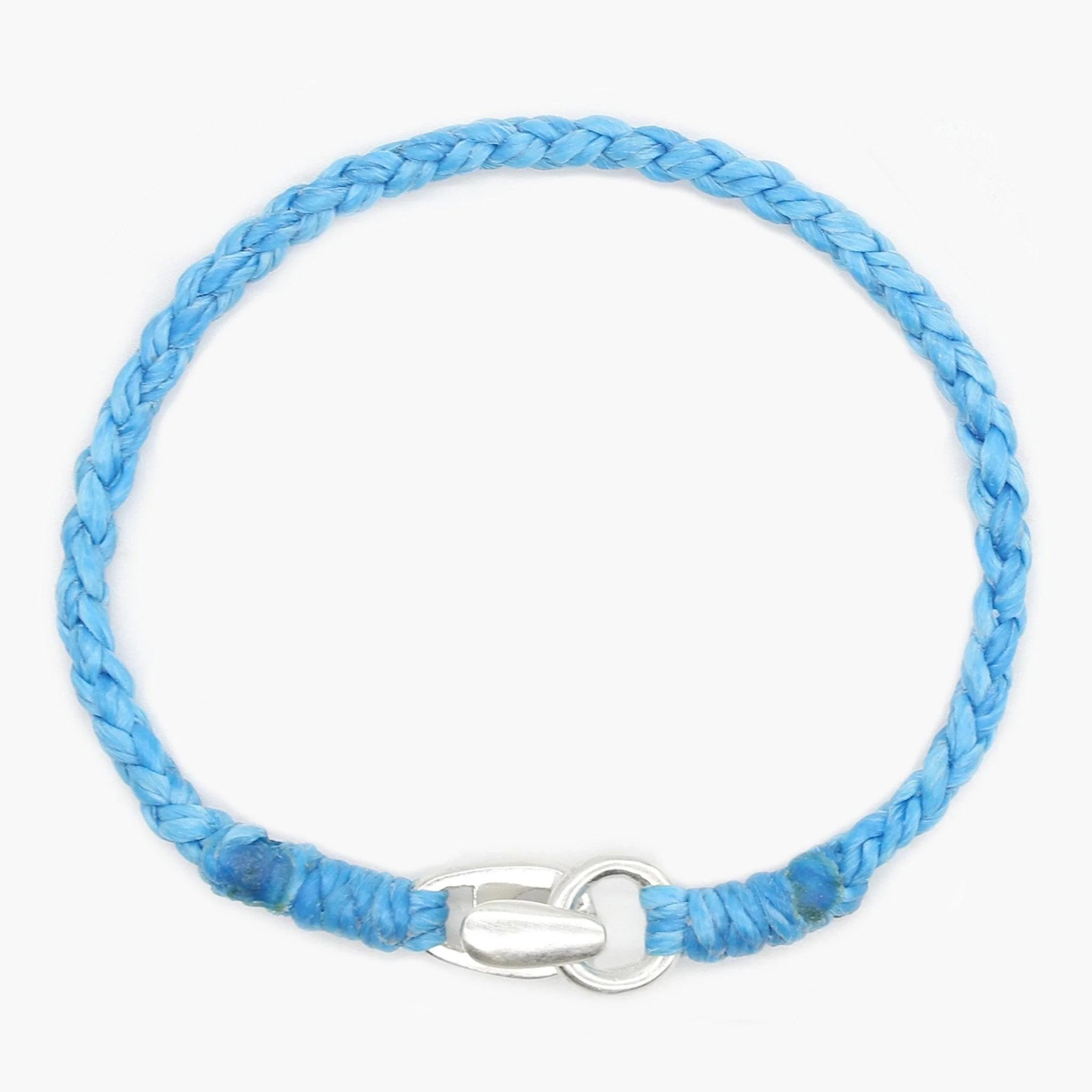 Braided "Antibes" Bracelet With Silver Clasp (Light Blue) - Image 2