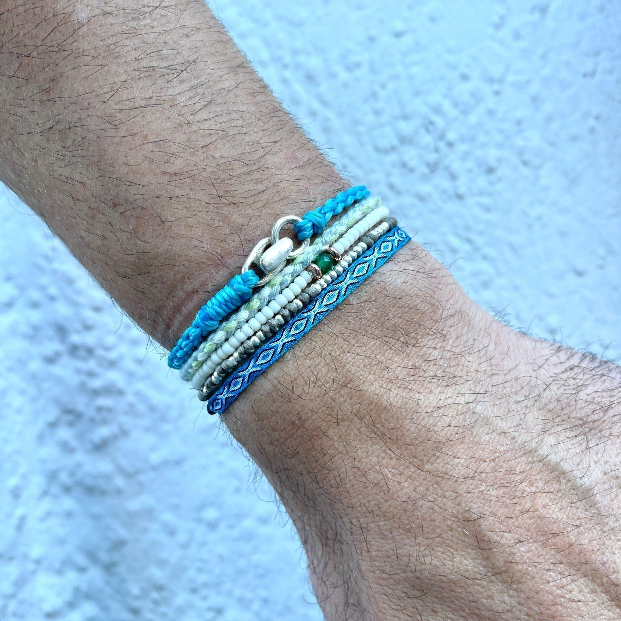 Braided "Antibes" Bracelets With Silver Clasp (Black) - Image 4