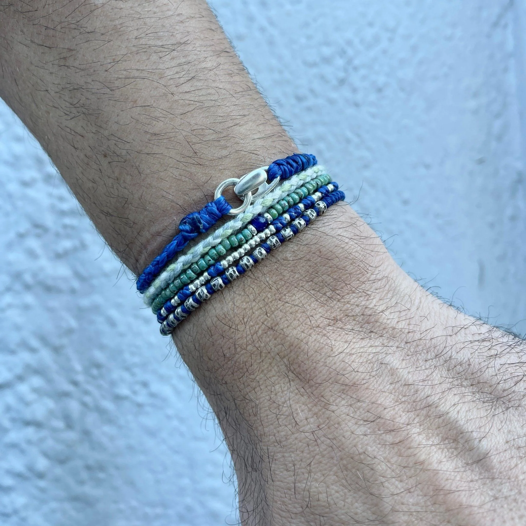Braided "Antibes" Bracelets With Silver Clasp (Navy Blue) - Image 3
