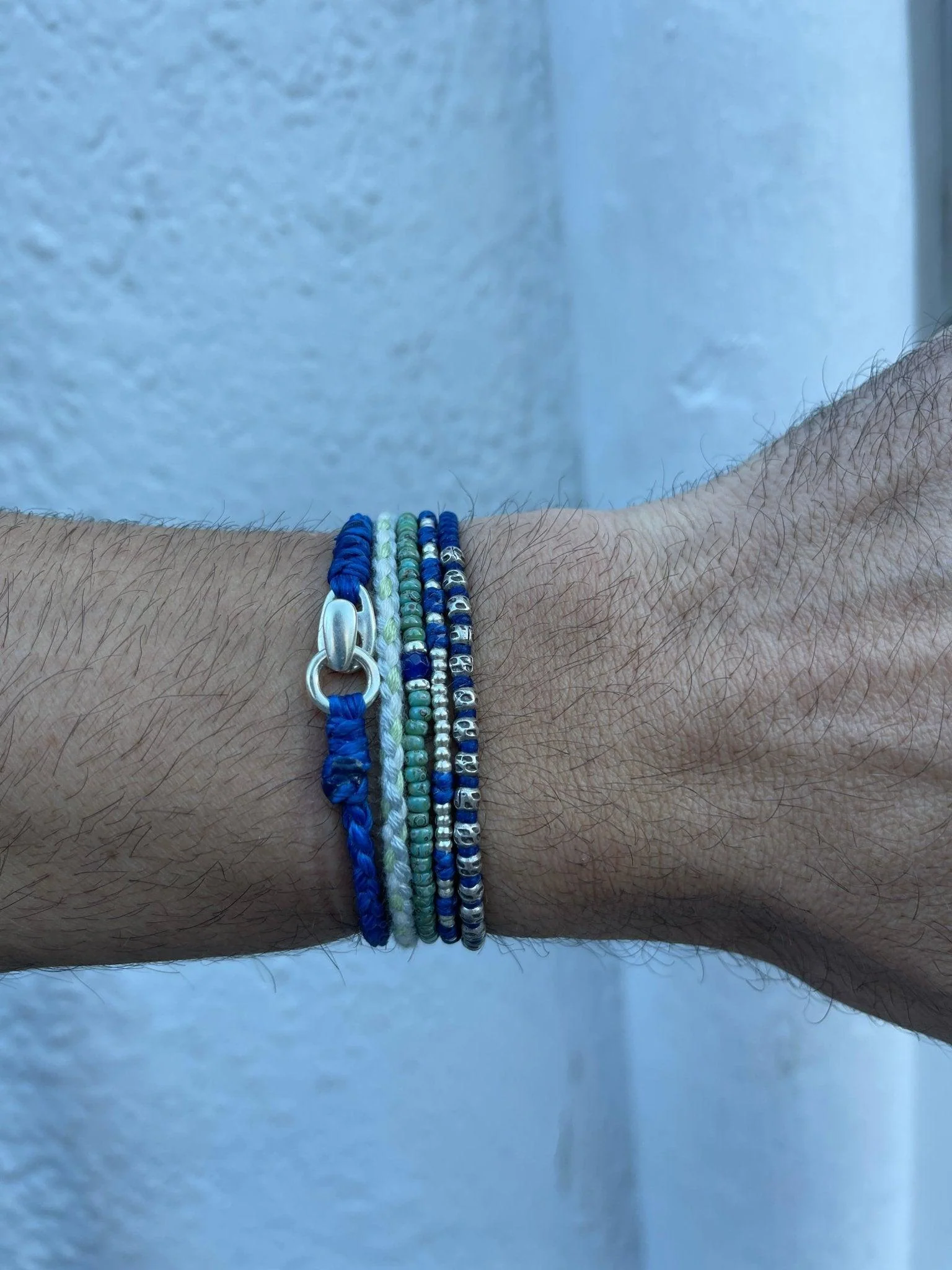 Braided "Antibes" Bracelets With Silver Clasp (Red) - Image 5