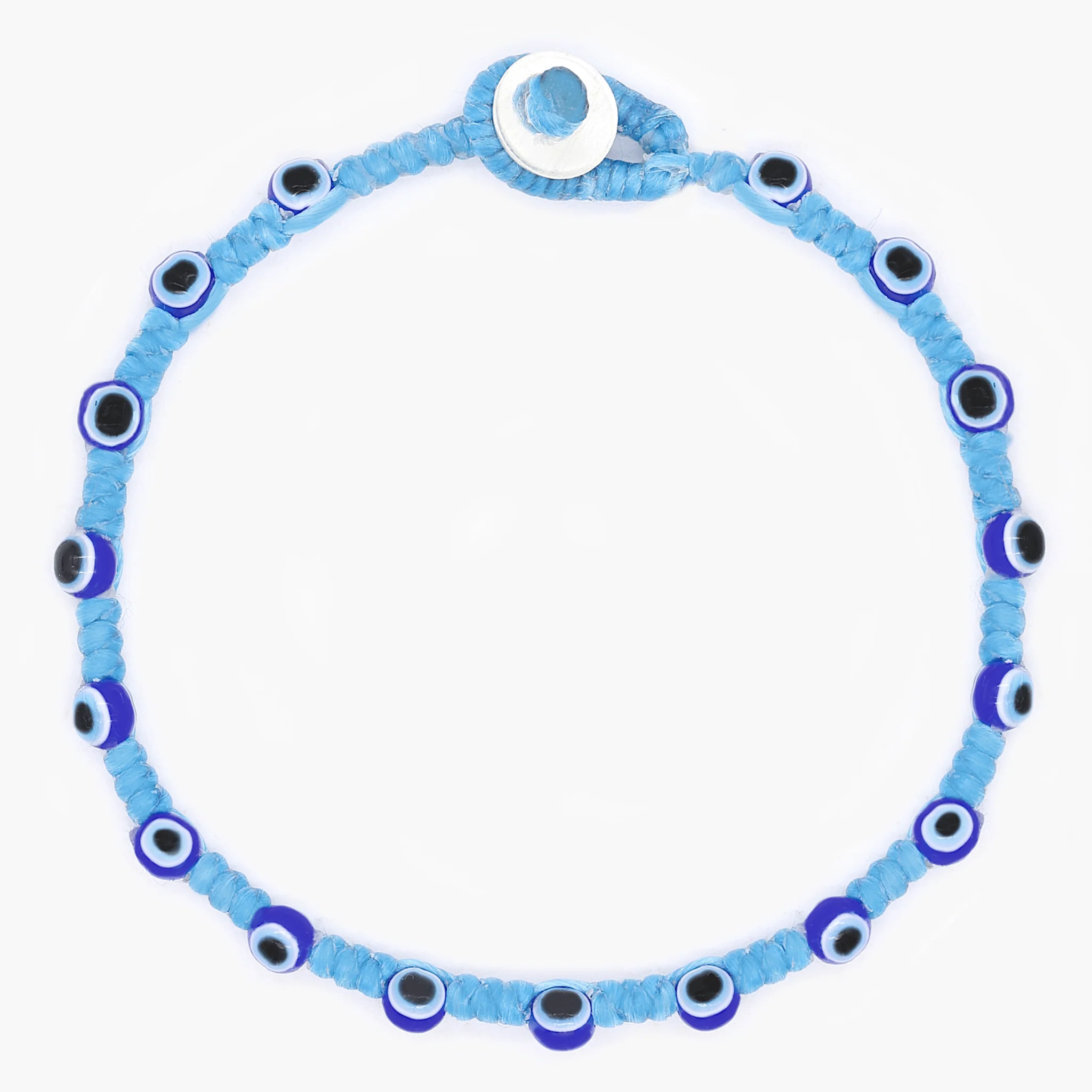 Braided Bracelet With Eye Eye Beads (Lignt Blue)