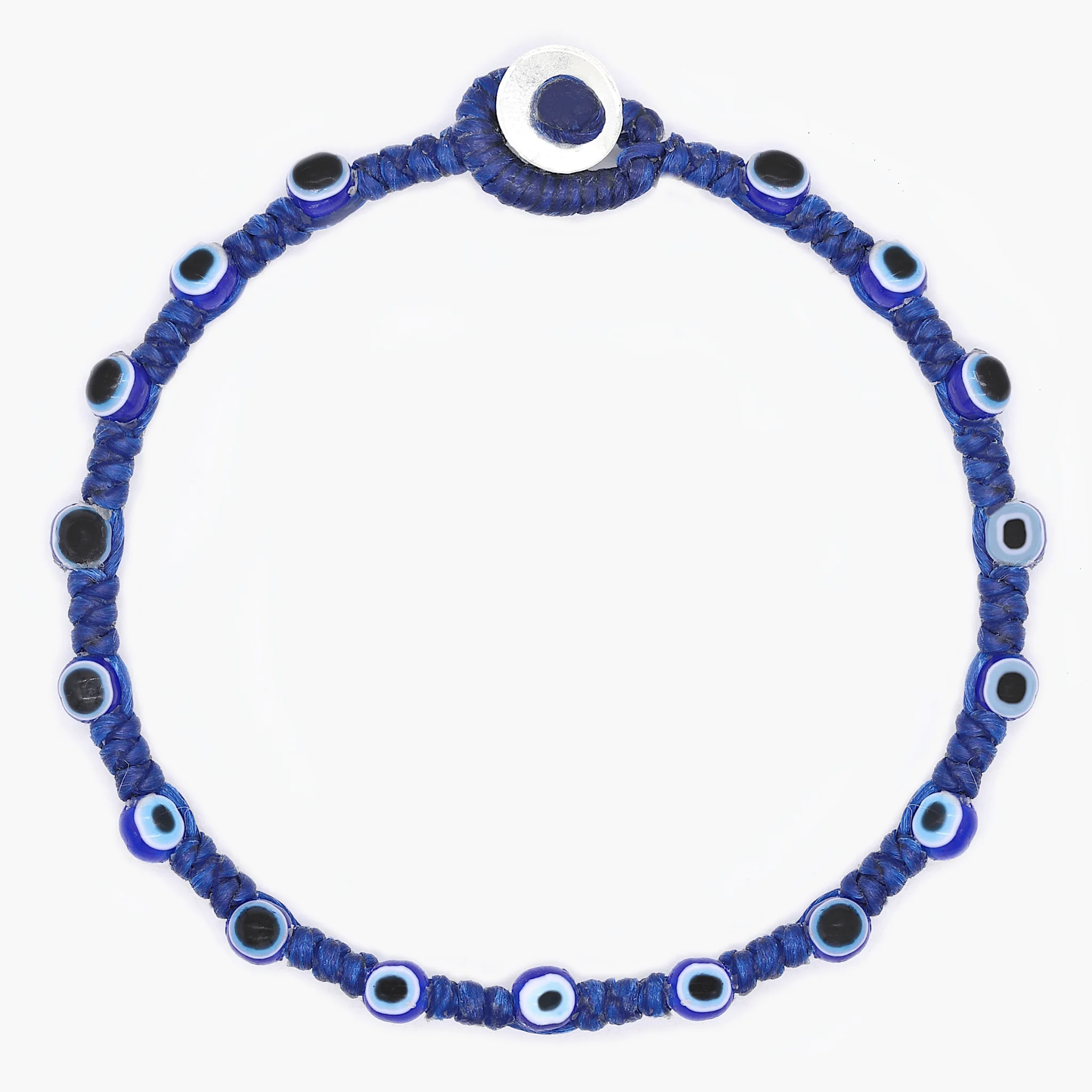 Braided Bracelet With Eye Eye Beads (Navy Blue)