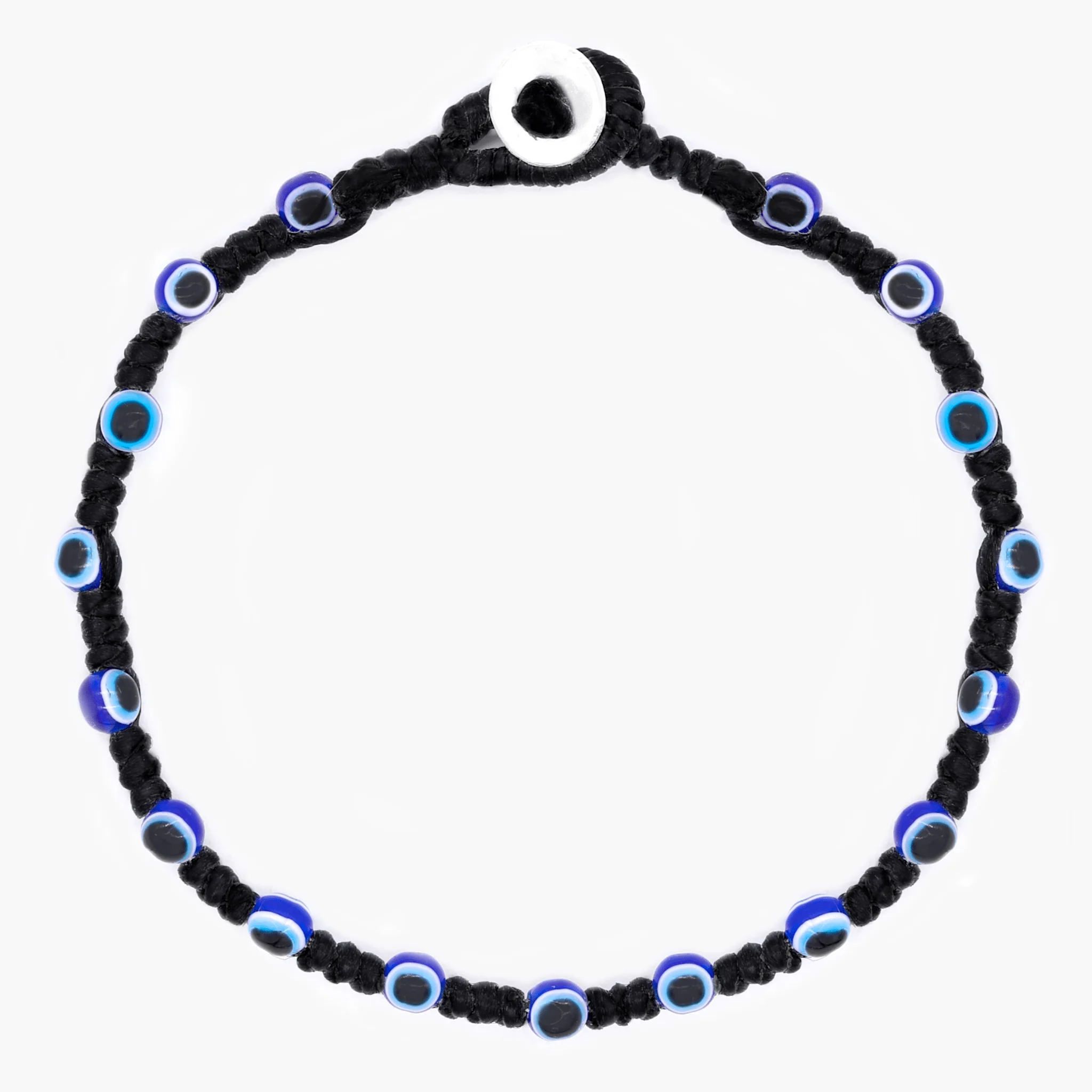 Braided Bracelet With Eye Eye Beads (Black)