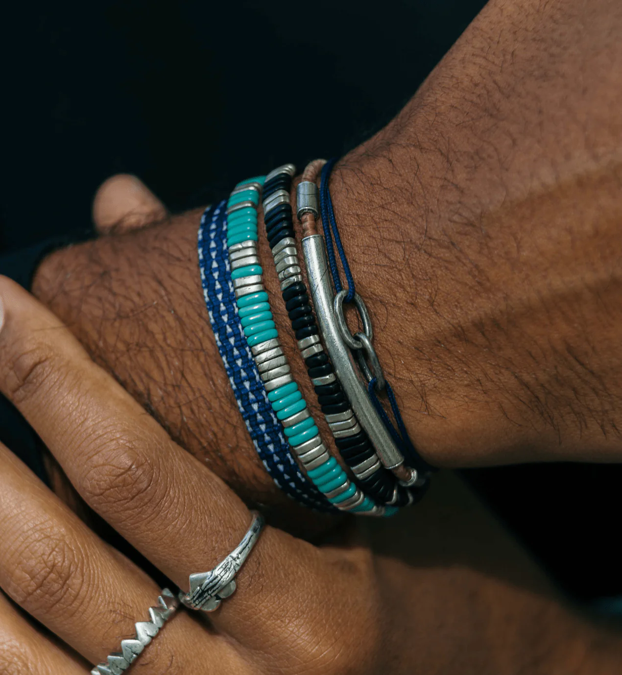 Braided Bracelet With Sterling Silver Bar (Black) - Image 3