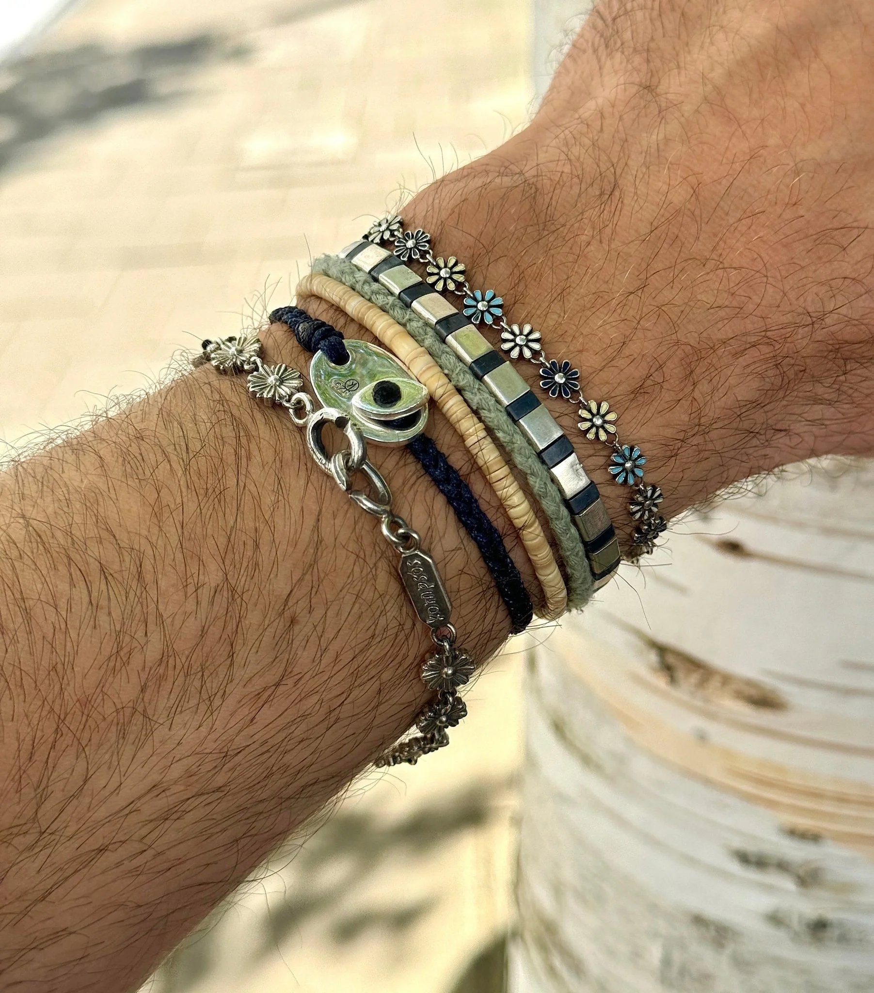 Braided Bracelet With Sterling Silver Button (Black) - Image 3