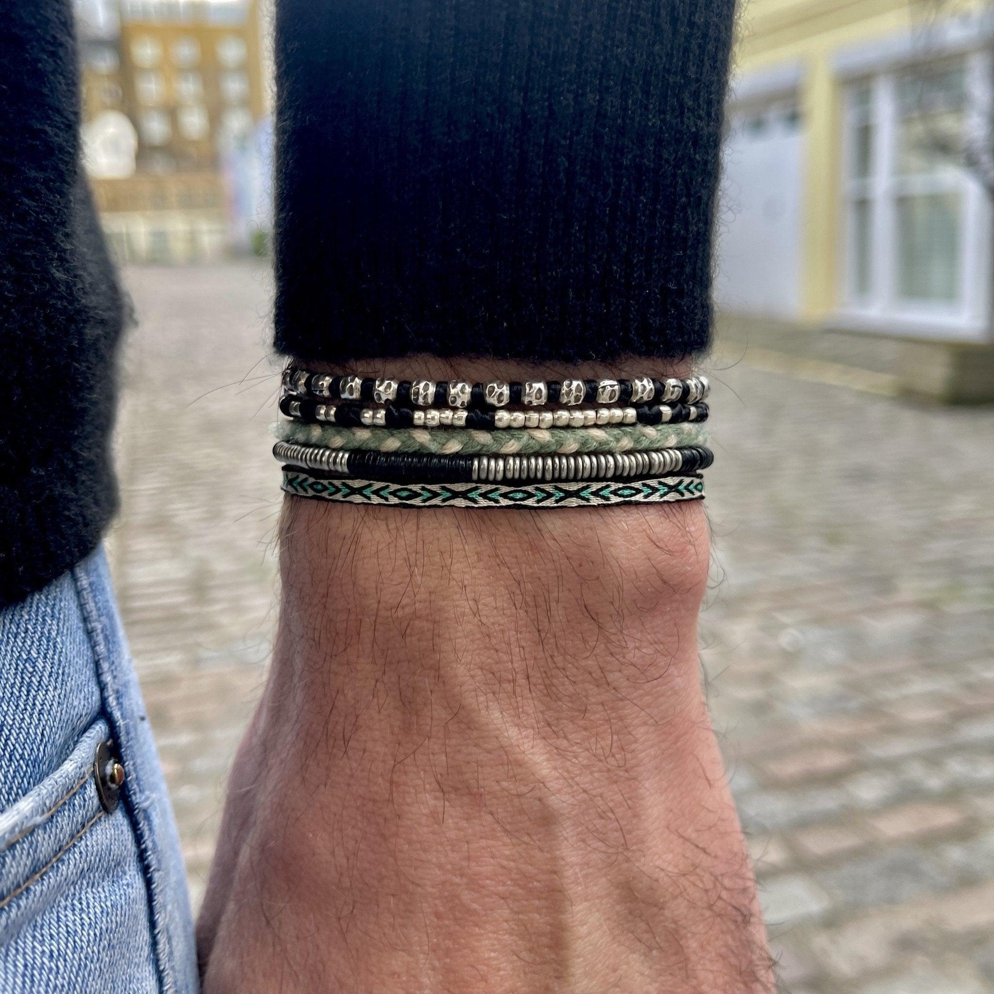 Braided "Kamasan" Silver Bracelet (Black) - Image 4