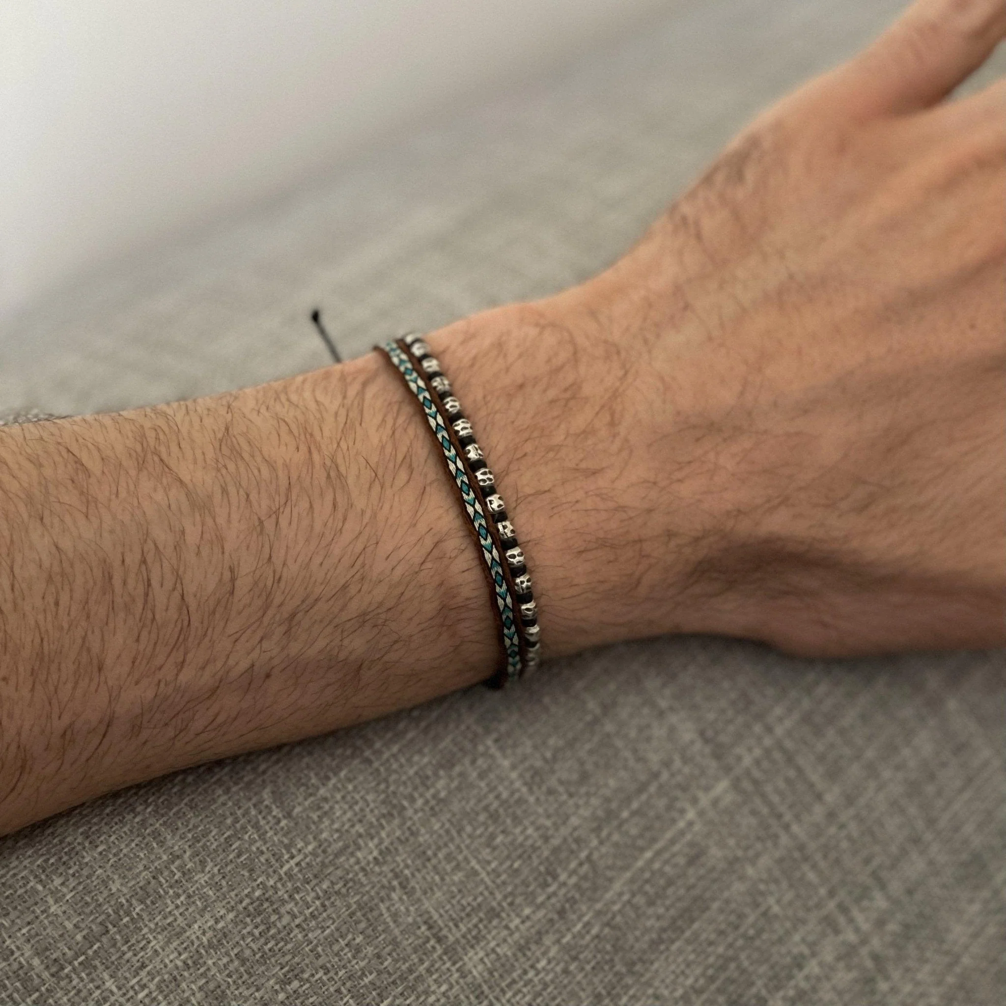 Braided "Kamasan" Silver Bracelet (Blue) - Image 3