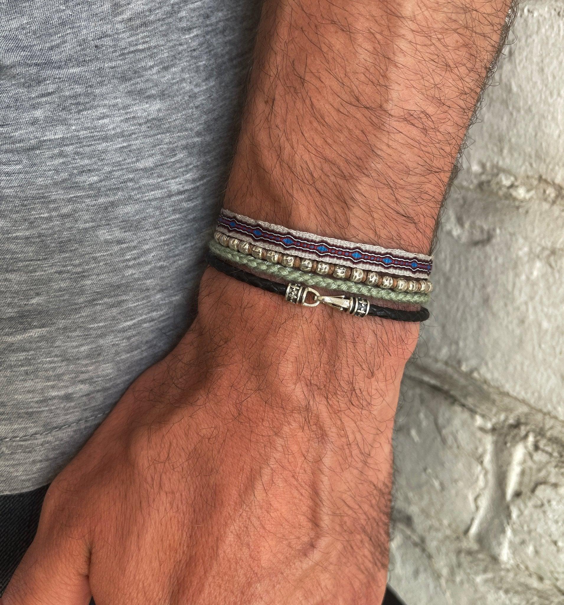 Braided "Kamasan" Silver Bracelet (Brown) - Image 4