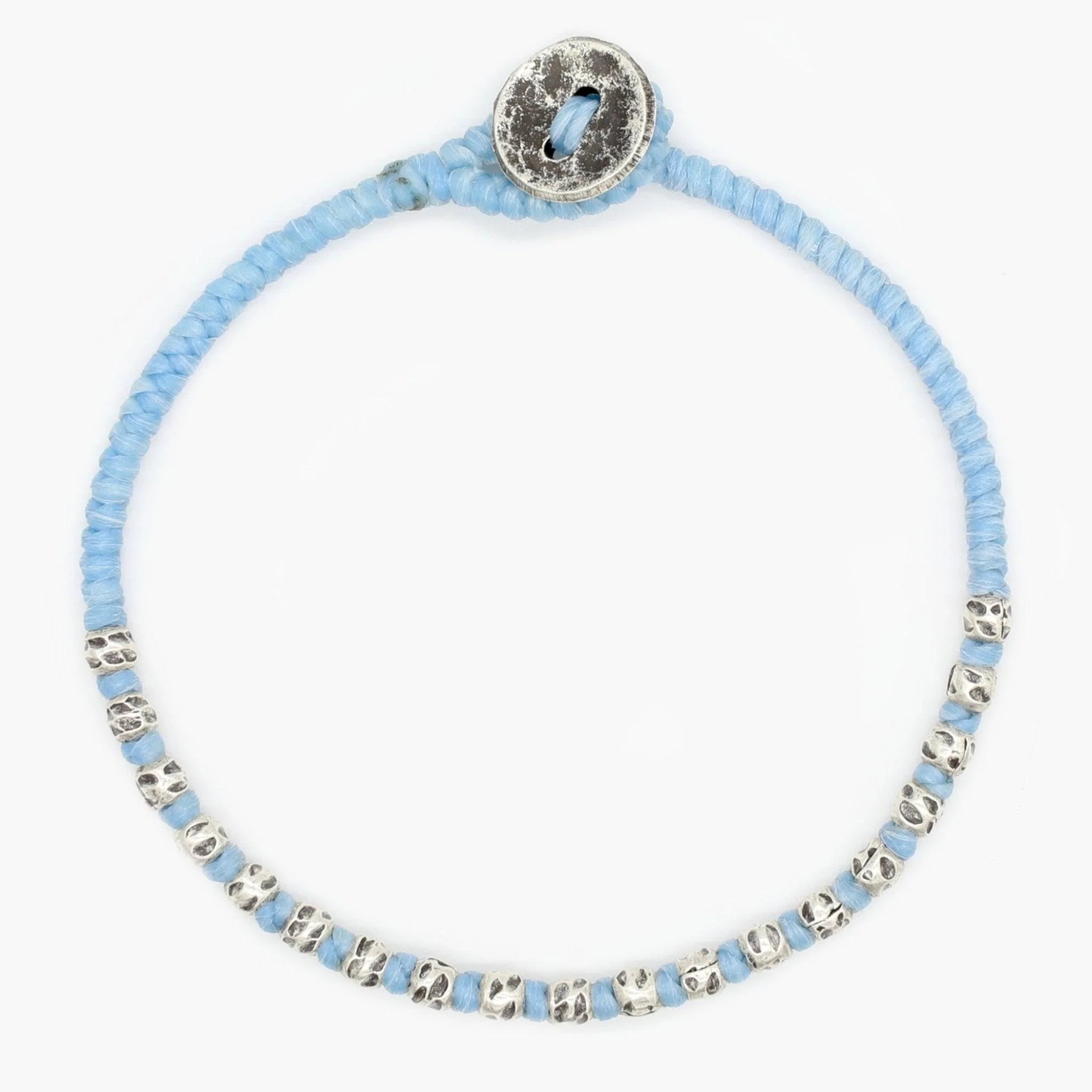 Braided "Kamasan" Silver Bracelet (Light Blue) - Image 2