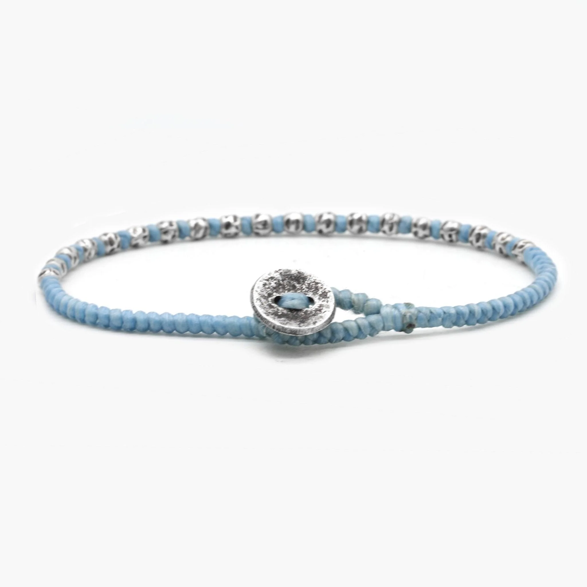 Braided "Kamasan" Silver Bracelet (Light Blue) - Image 3