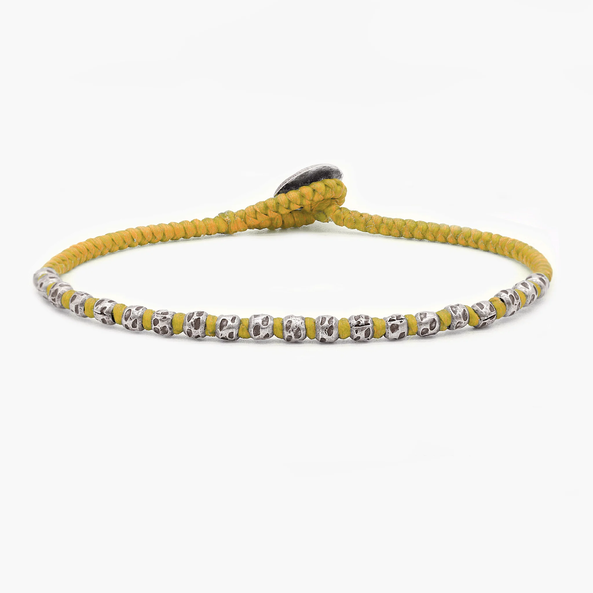 Braided "Kamasan" Silver Bracelet (Tangerine)
