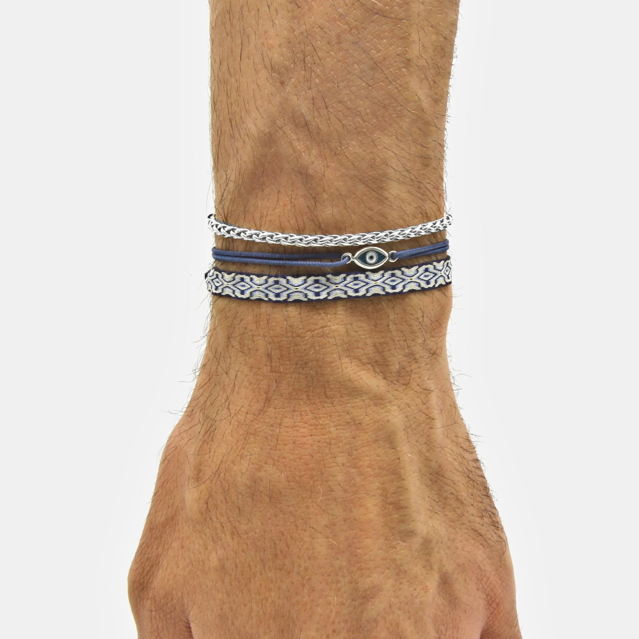 Handmade Purnama Bracelet (Cream/Blue) - Image 2