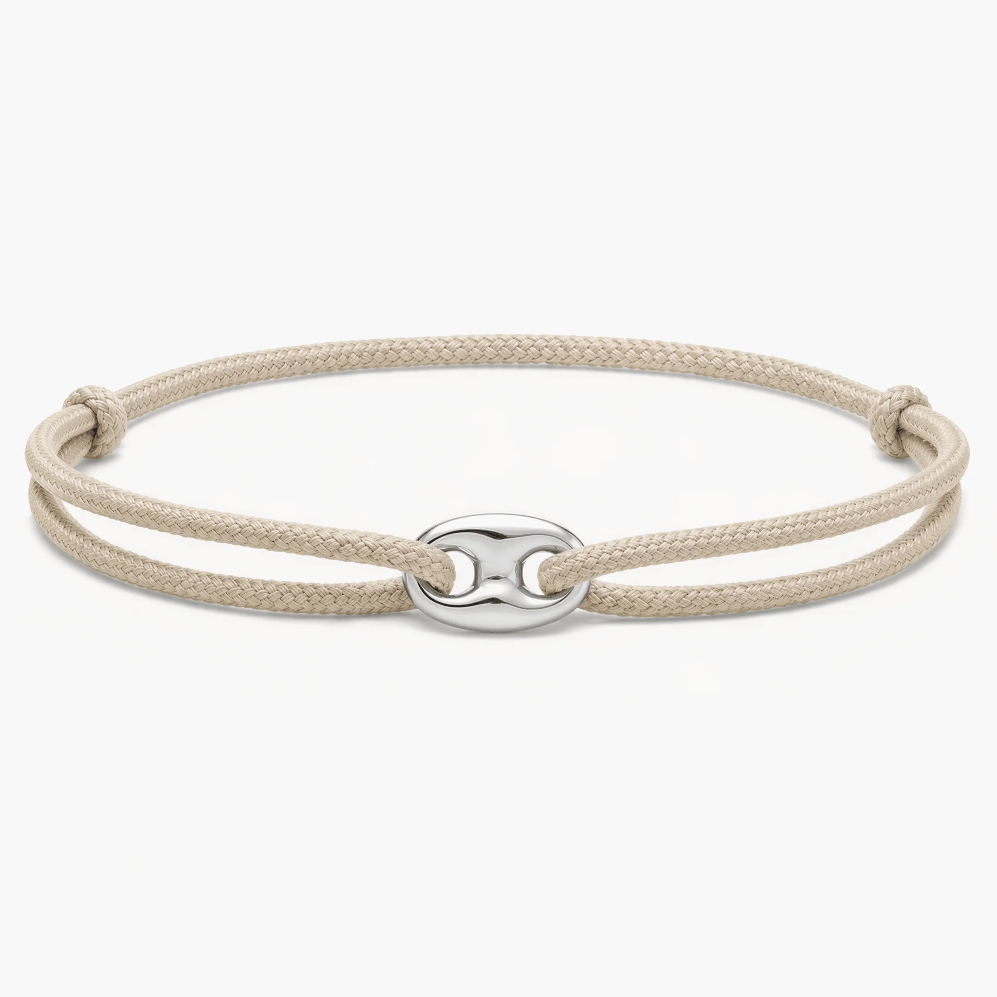 Cord Bracelet With Silver Charm (Beige)