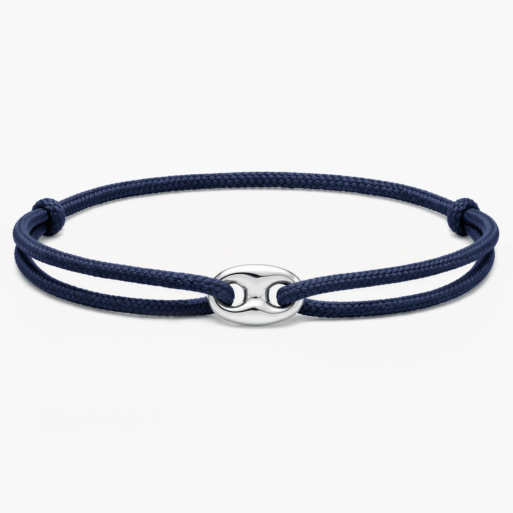 Cord Bracelet With Silver Charm (Navy Blue)